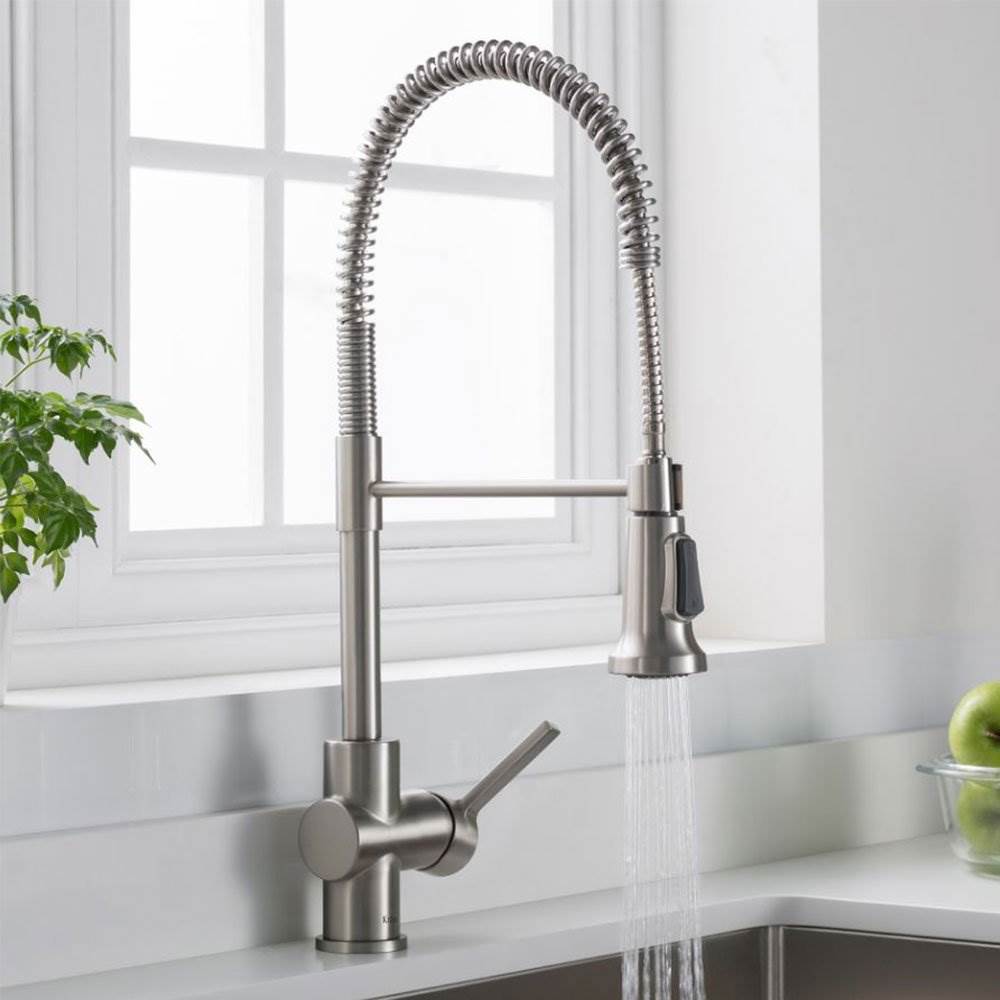 Kraus Britt Single Handle Kitchen Sink Faucet Stainless Steel Finish (Open Box)