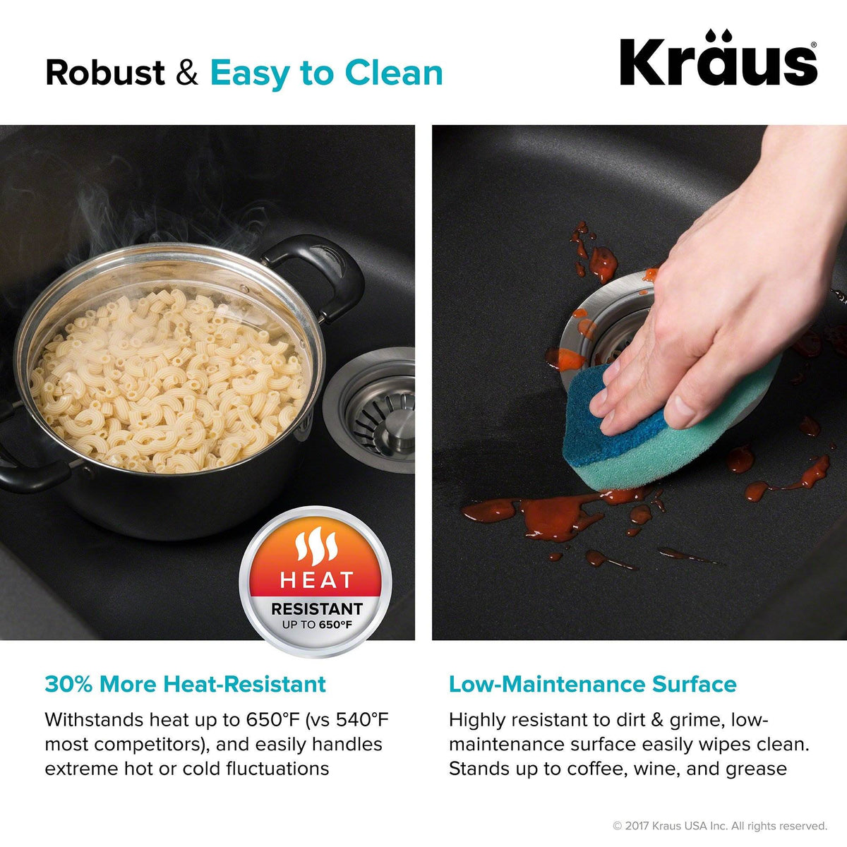 Kraus Forteza 32" UV Protected Single Bowl Granite Kitchen Sink, Grey (Damaged)