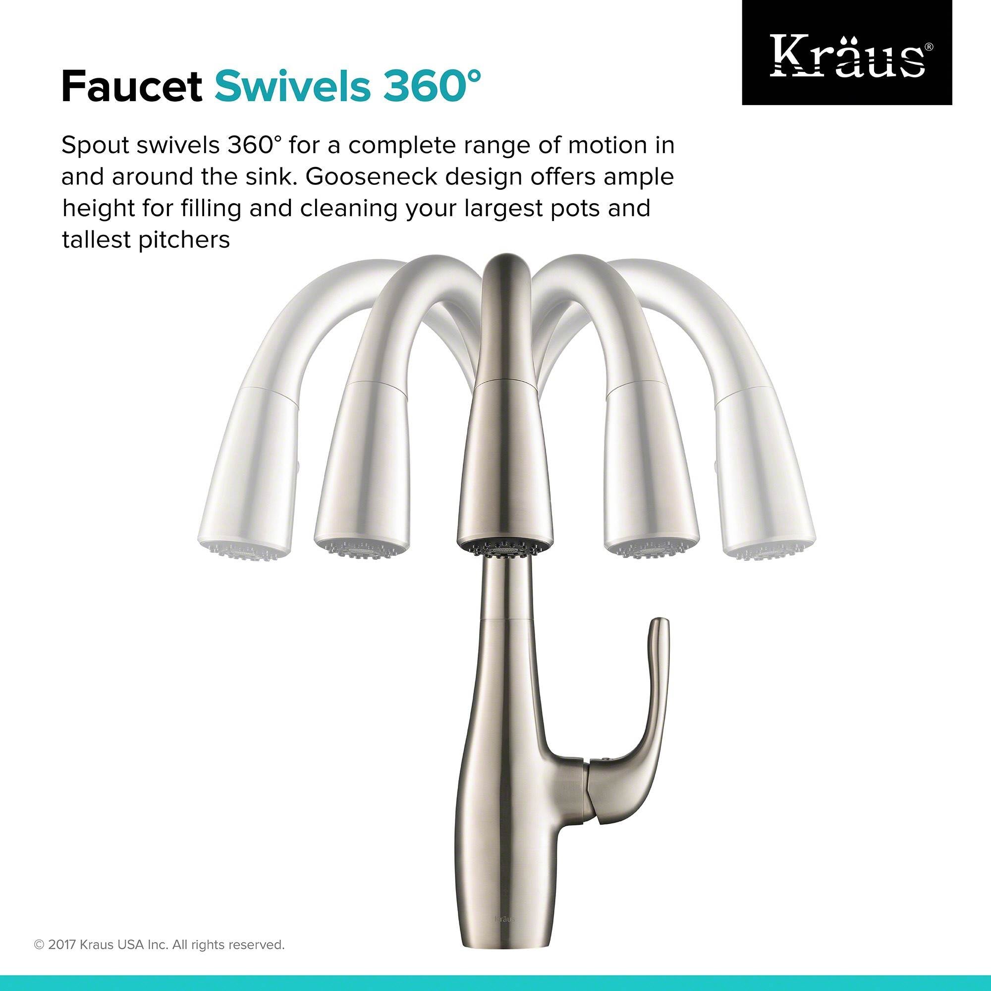 Kraus Esina Single Handle Pull Down Stainless Steel Dual Function Faucet, Silver
