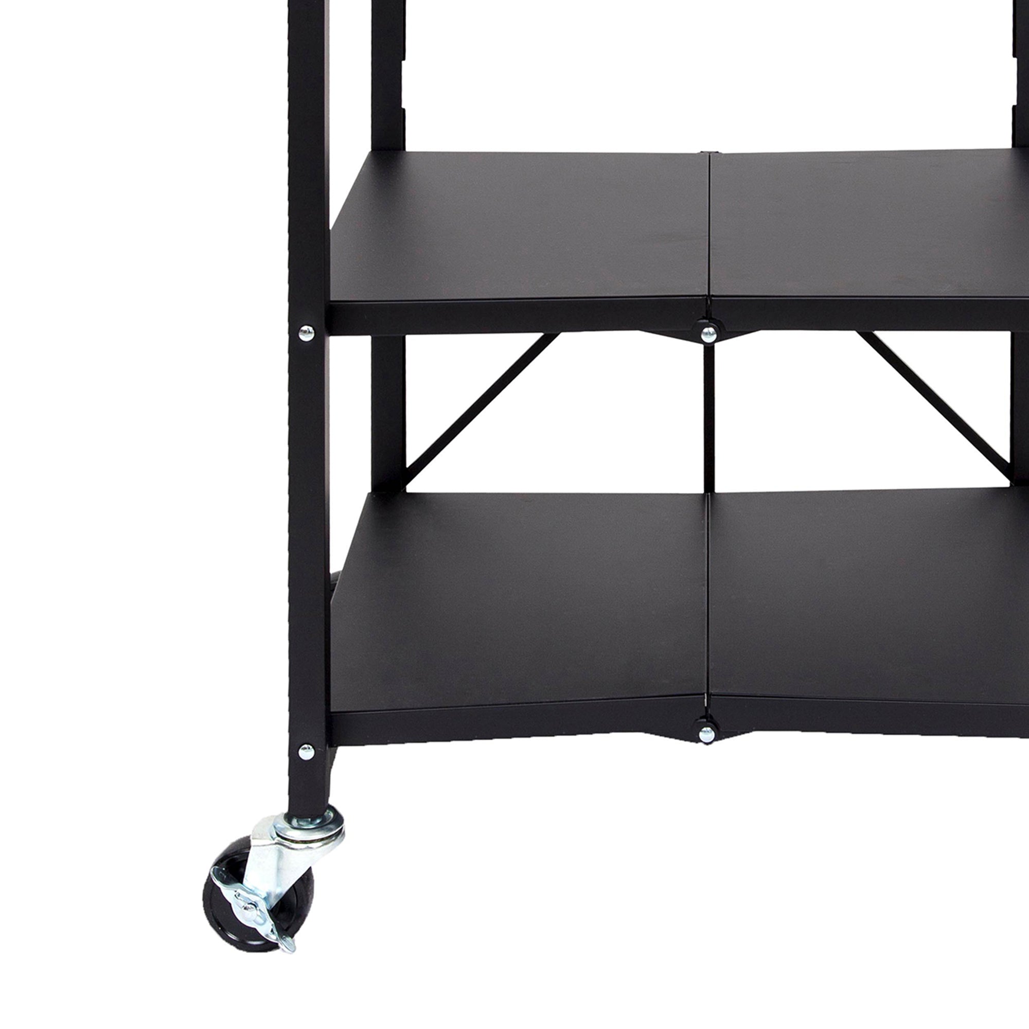 Origami Foldable Wheeled Solid Wood Top Kitchen Island Bar Cart, Black (Used) - VMInnovations