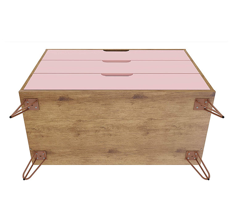 Manhattan Comfort Rockefeller Modern 3 Drawer Storage Dresser, Pink (Open Box)