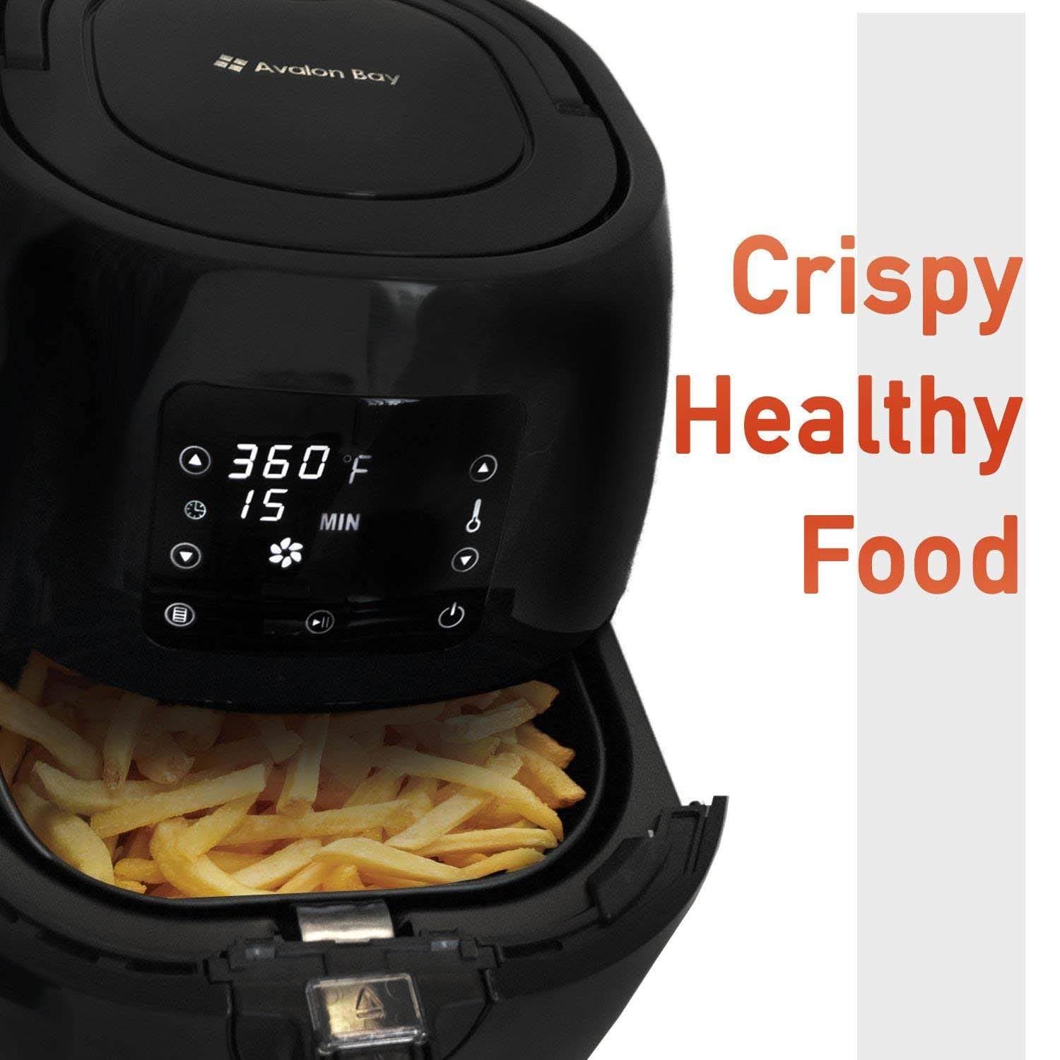 Avalon Bay Air Fryer Digital Display Stainless Steel Healthy Kitchen Appliance