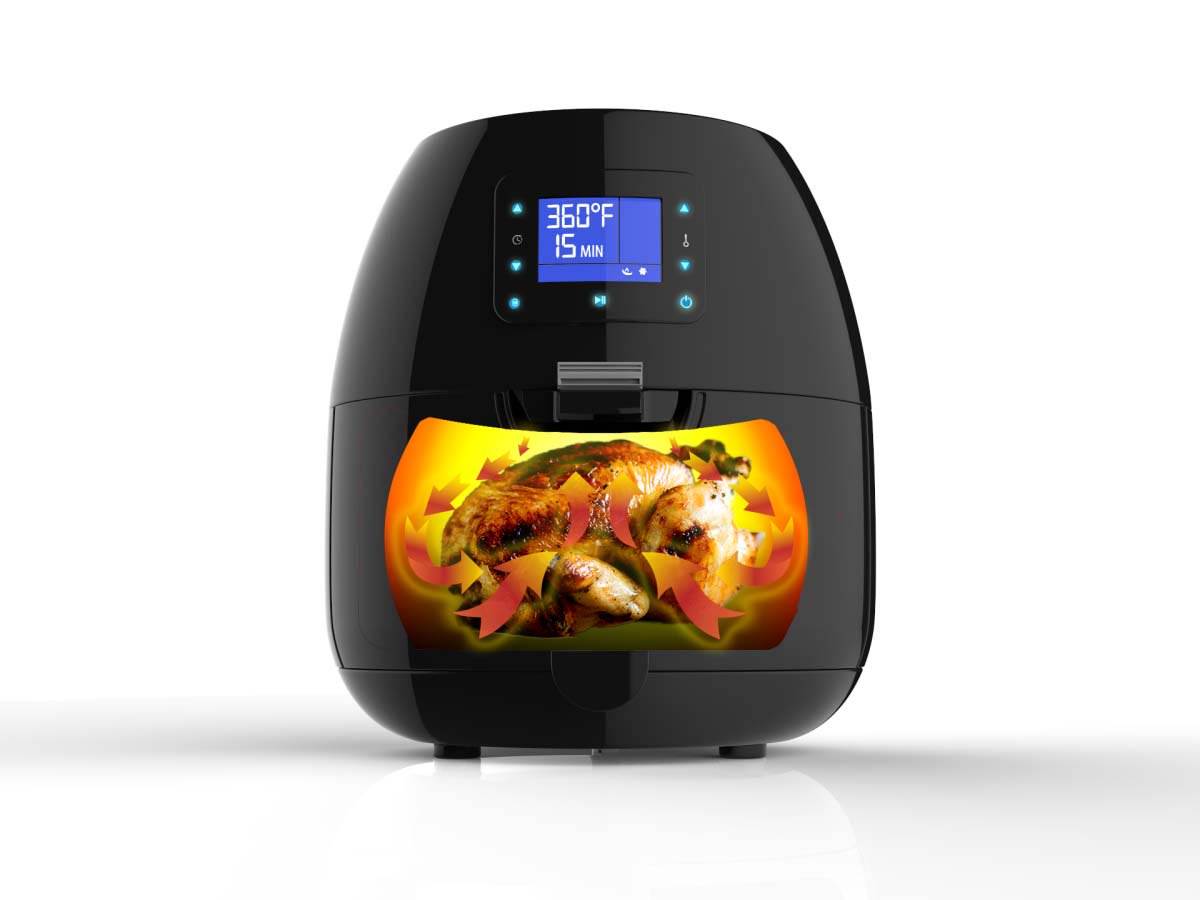 Avalon Bay Air Fryer Digital Display Stainless Steel Healthy Kitchen Appliance