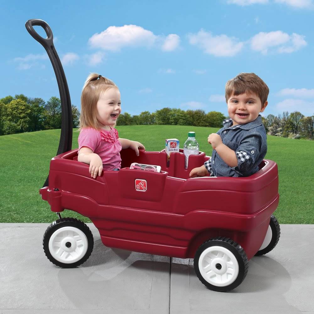 Step2 Kids Childrens Toddlers Plastic Pull Neighborhood Wagons, Red (Used)