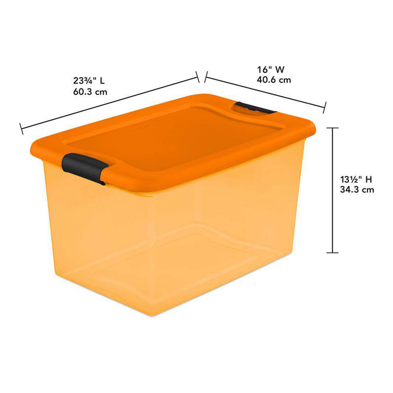 Sterilite Orange 64 Quart Latching Plastic Storage Box Container Tote (18 Pack)