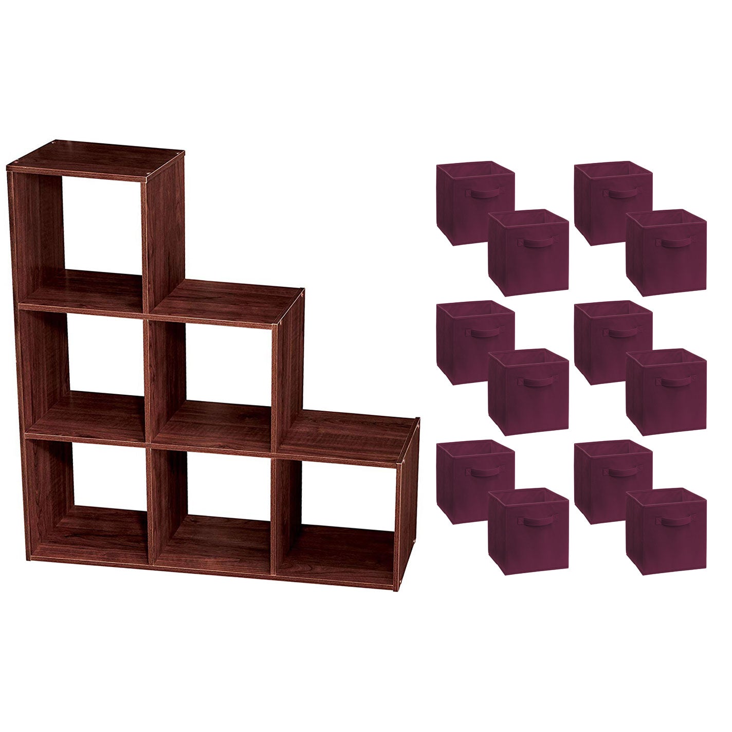 ClosetMaid 3 Tier Wooden Cubical Storage Organizer with Fabric Bins (12 Pack)