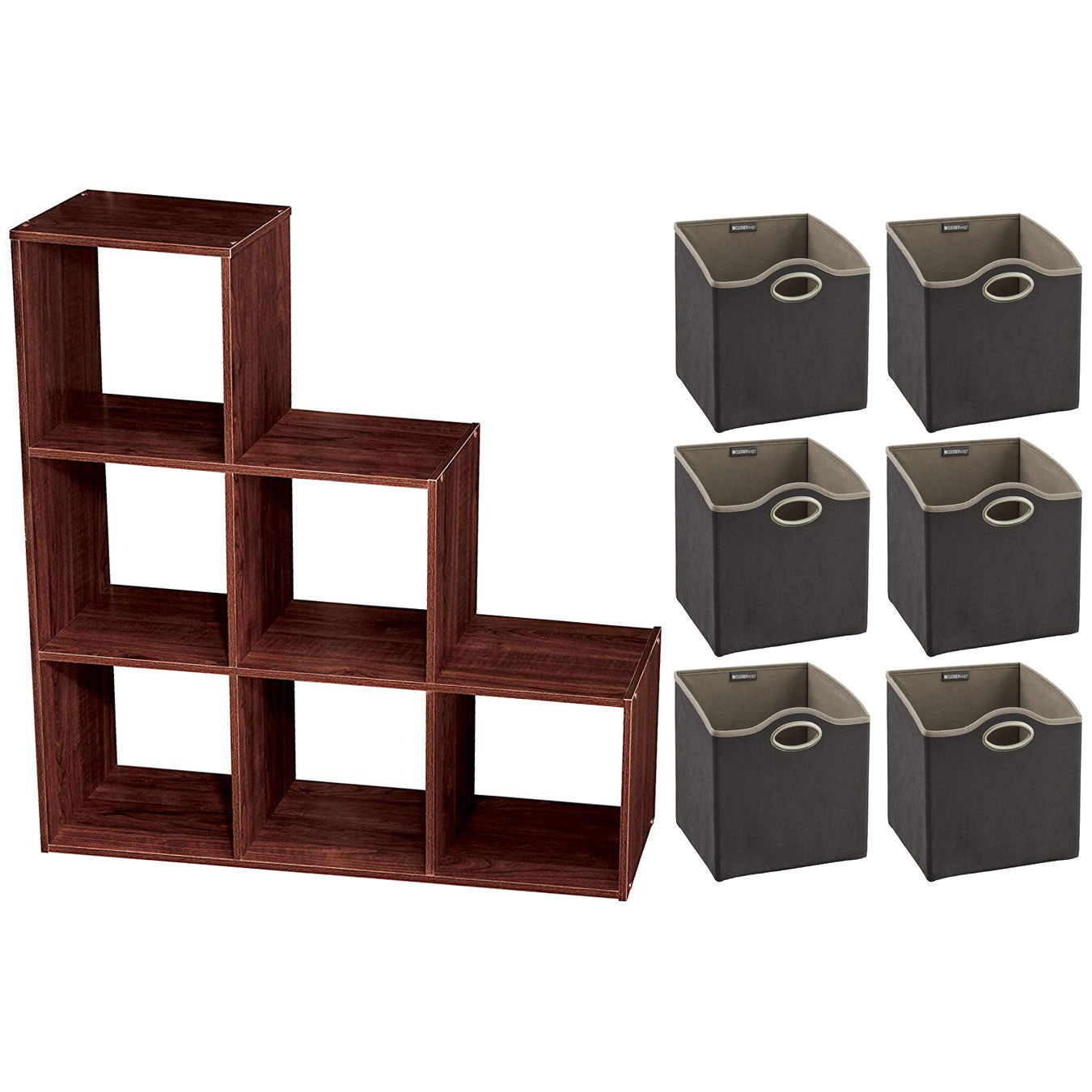 ClosetMaid 3 Tier Wooden Cubical Storage Organizer with Fabric Bins (6 Pack)