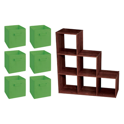 ClosetMaid 3 Tier Wooden Cubeical Storage Organizer with Fabric Bins (6 Pack)