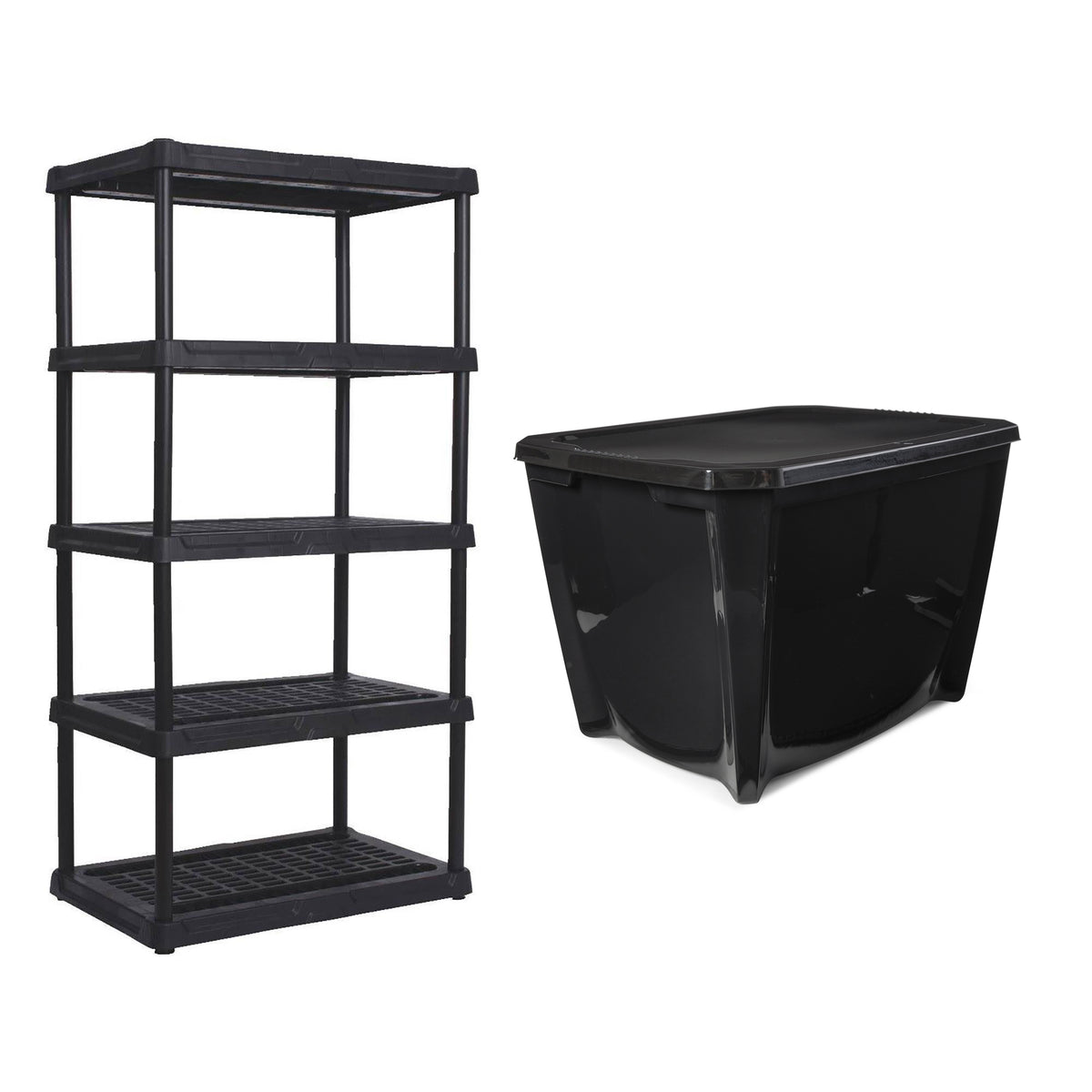 Contico 5-Tier Outdoor Storage Shelf + Life Story 20 Gallon Storage Tote (7)