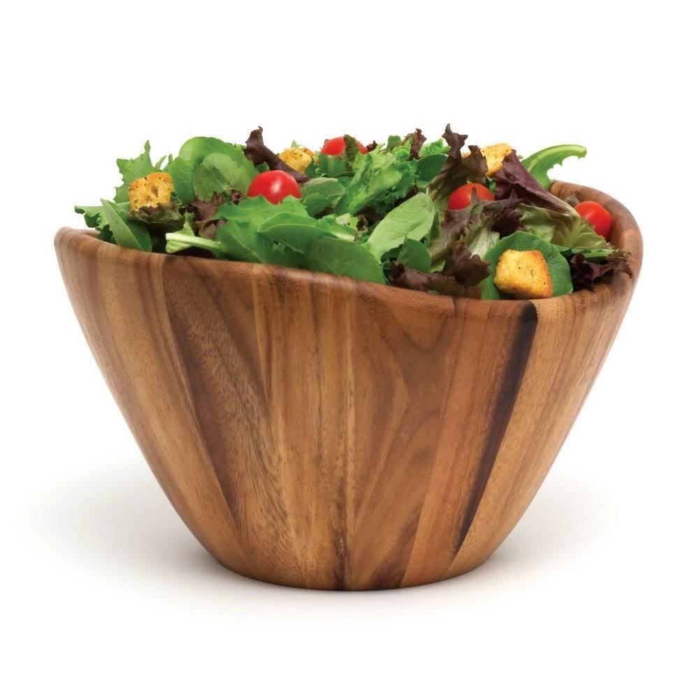 Lipper International Acacia Wooden Salad Serving Bowl and 12 Inch Salad Servers