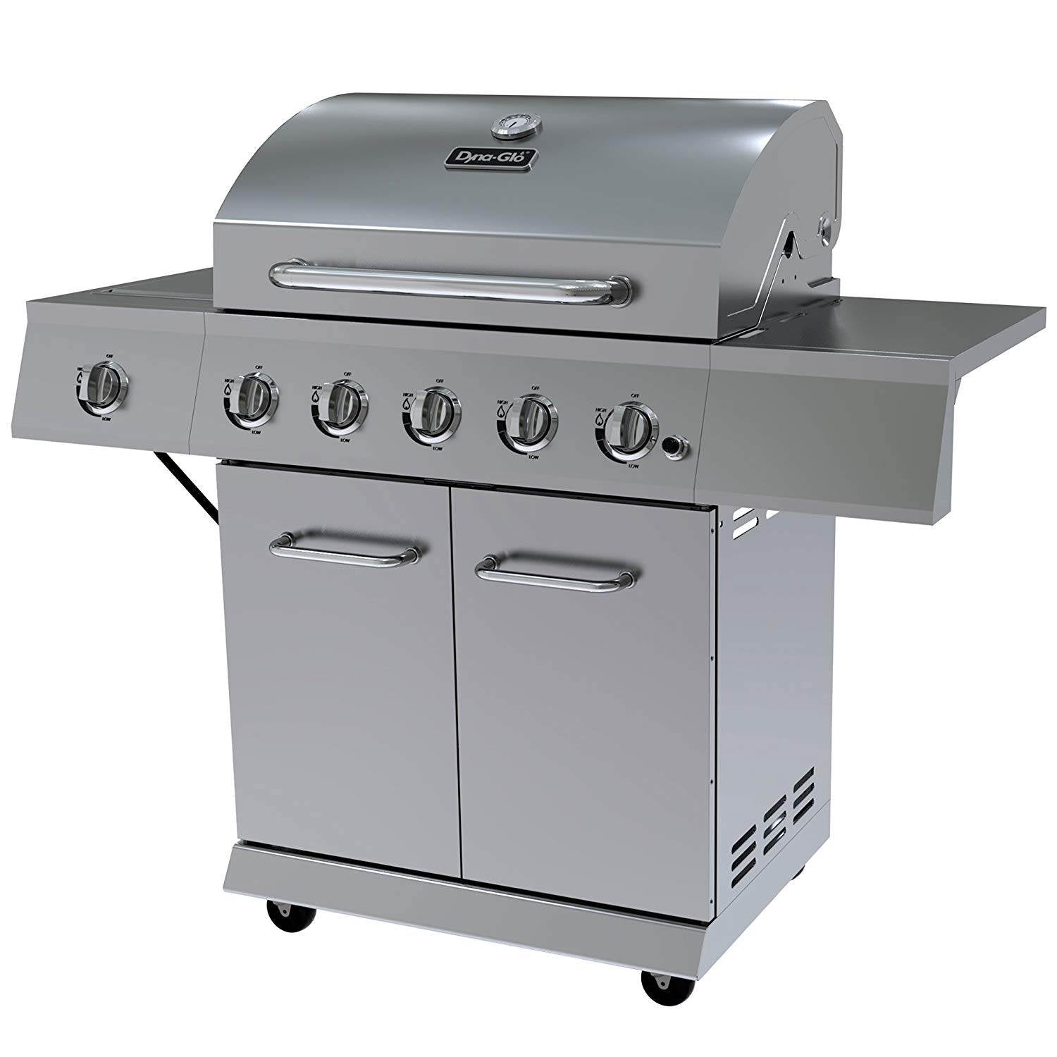 Dyna Glo DGE Series 62,000 BTU Propane 5 Burner Outdoor Grill, Stainless Steel