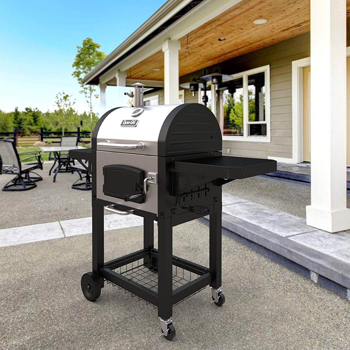 Dyna-Glo Heavy Duty Outdoor Patio Portable BBQ Charcoal Grill, Stainless Steel