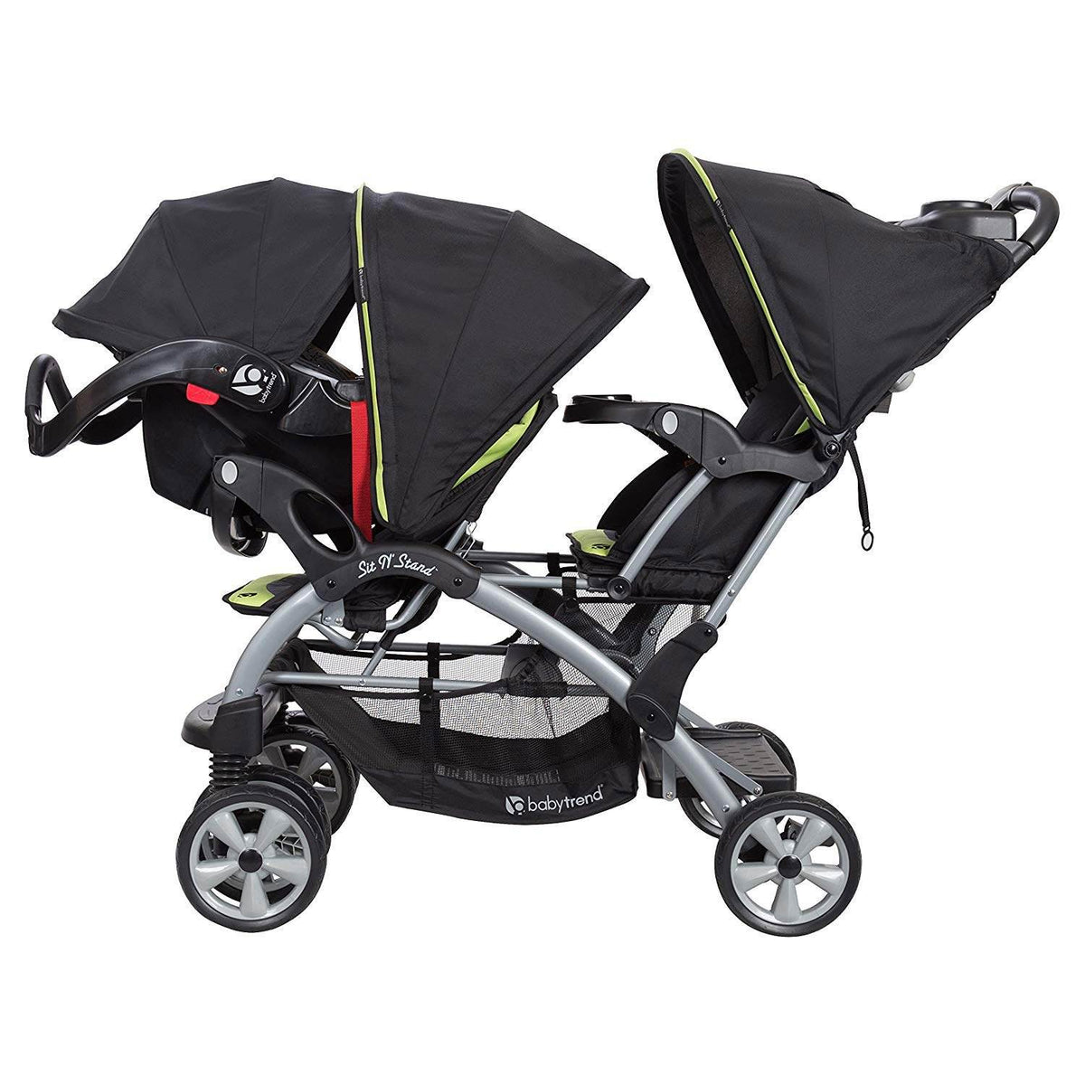 Baby Trend Sit N' Stand Double Stroller, Optic Green (Open Box)