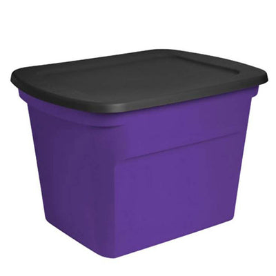 Sterilite 18 Gallon Storage Tote Stackable Plastic Bin with Lid, Purple, 8 Pack