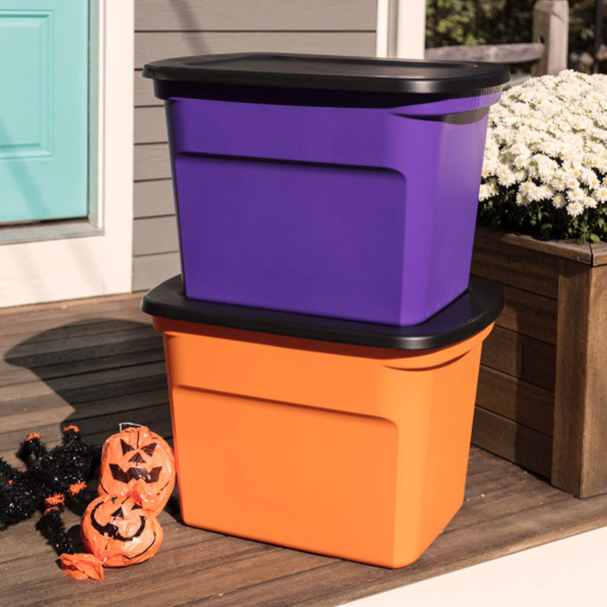Sterilite 18 Gallon Storage Tote Stackable Plastic Bin with Lid, Purple, 24 Pack - VMInnovations