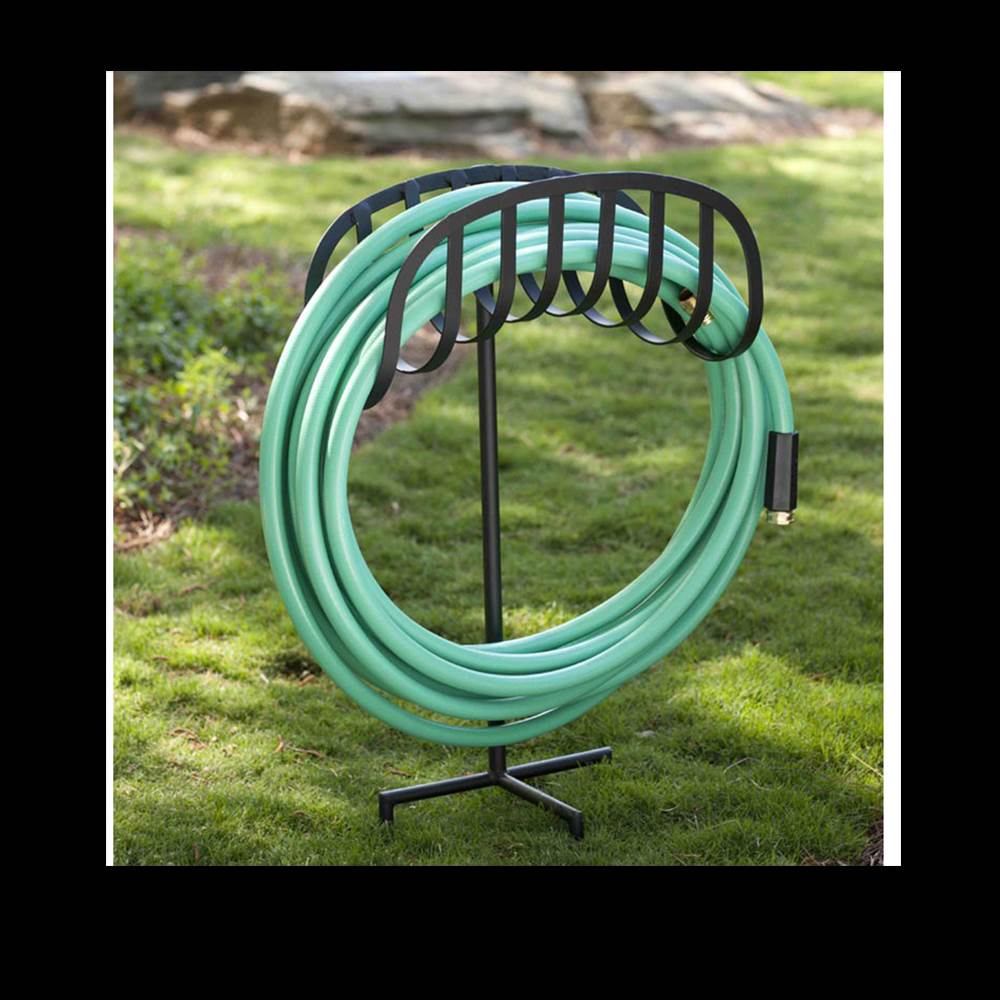 Liberty Garden LBG-647 Decorative Steel Manger Garden Hose Storage Stand, Black - VMInnovations