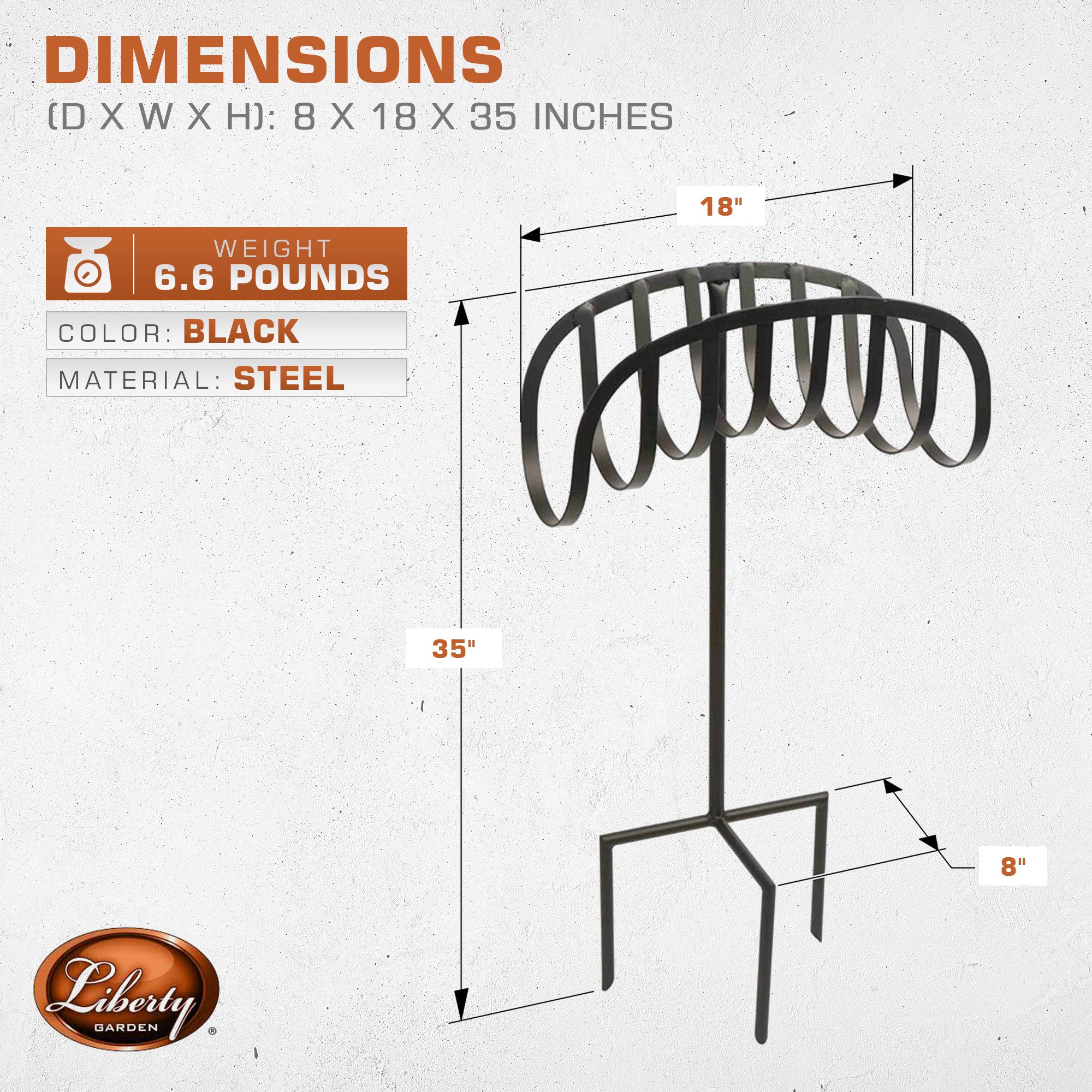 Liberty Garden LBG-647 Decorative Steel Manger Garden Hose Storage Stand, Black - VMInnovations