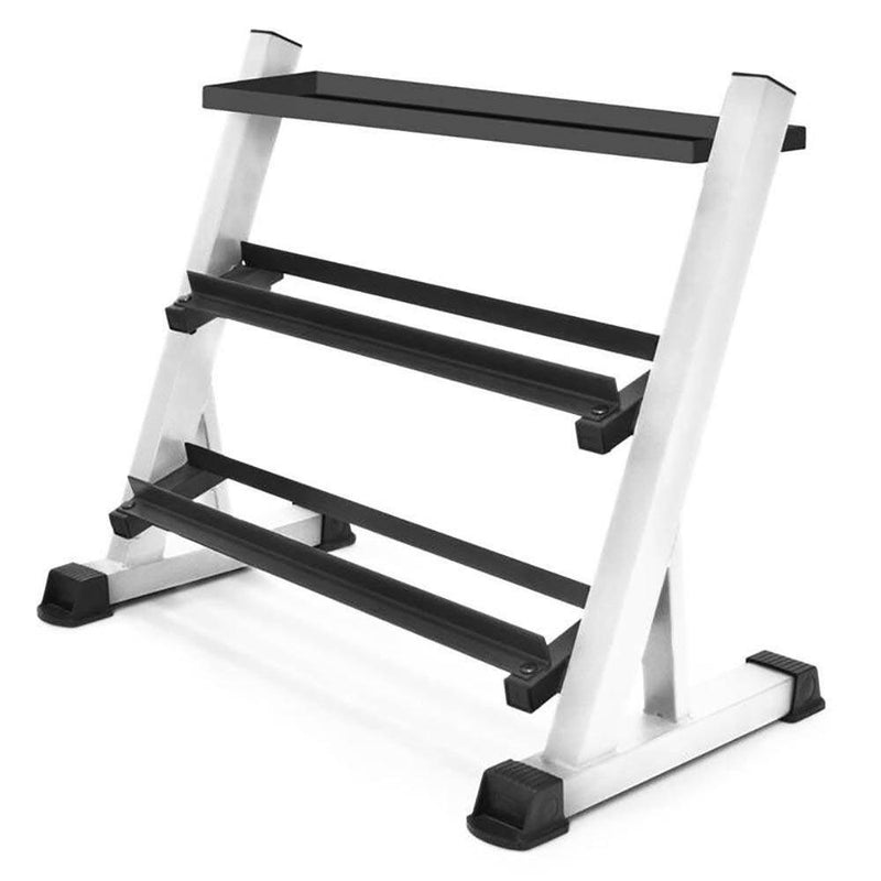 Marcy Deluxe 3 Tier Dumbell Weight Rack Storage Stand + Freeweight Dumbells