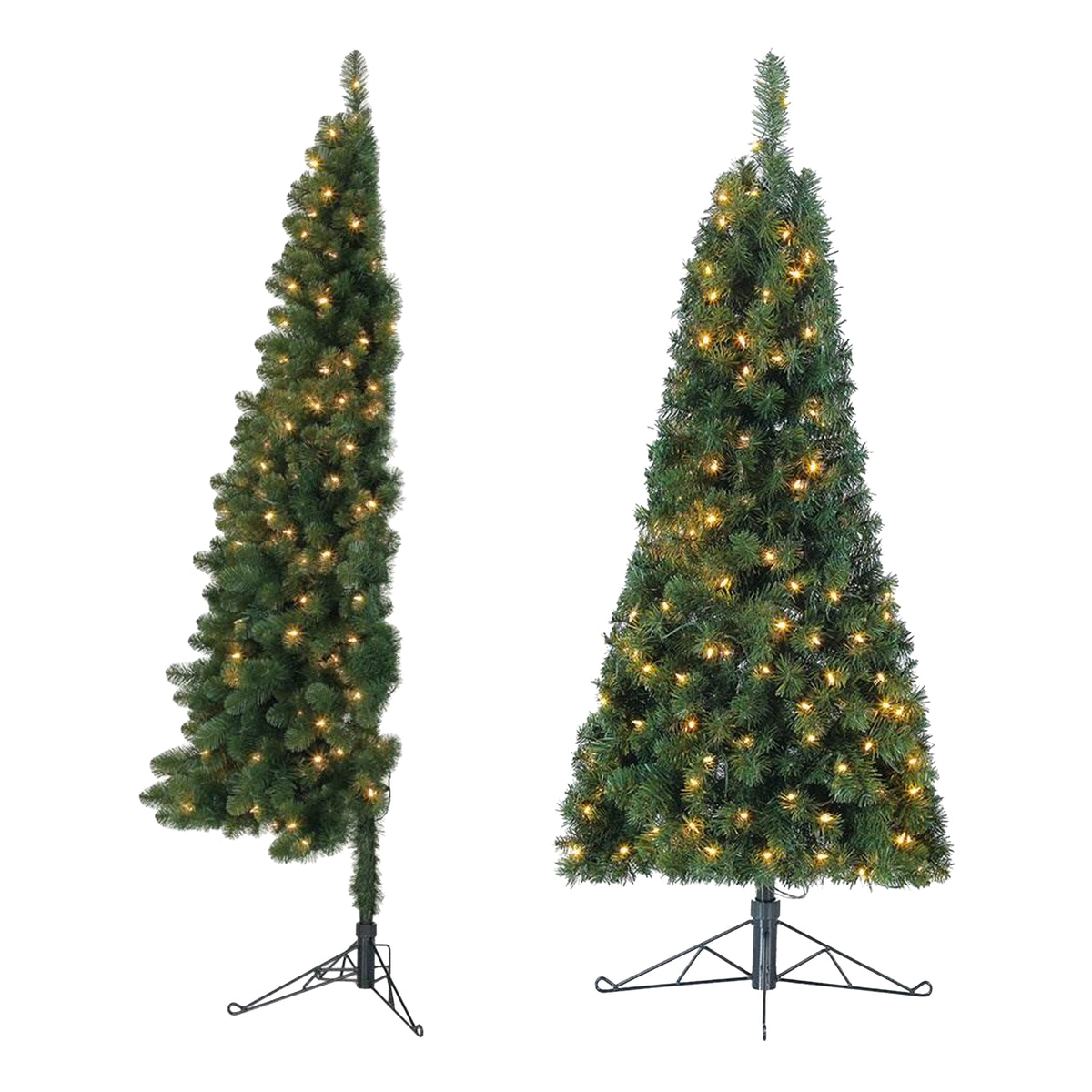 Home Heritage Half Pine 5' Pre-Lit Artificial Christmas Tree, 100 Warm White LED