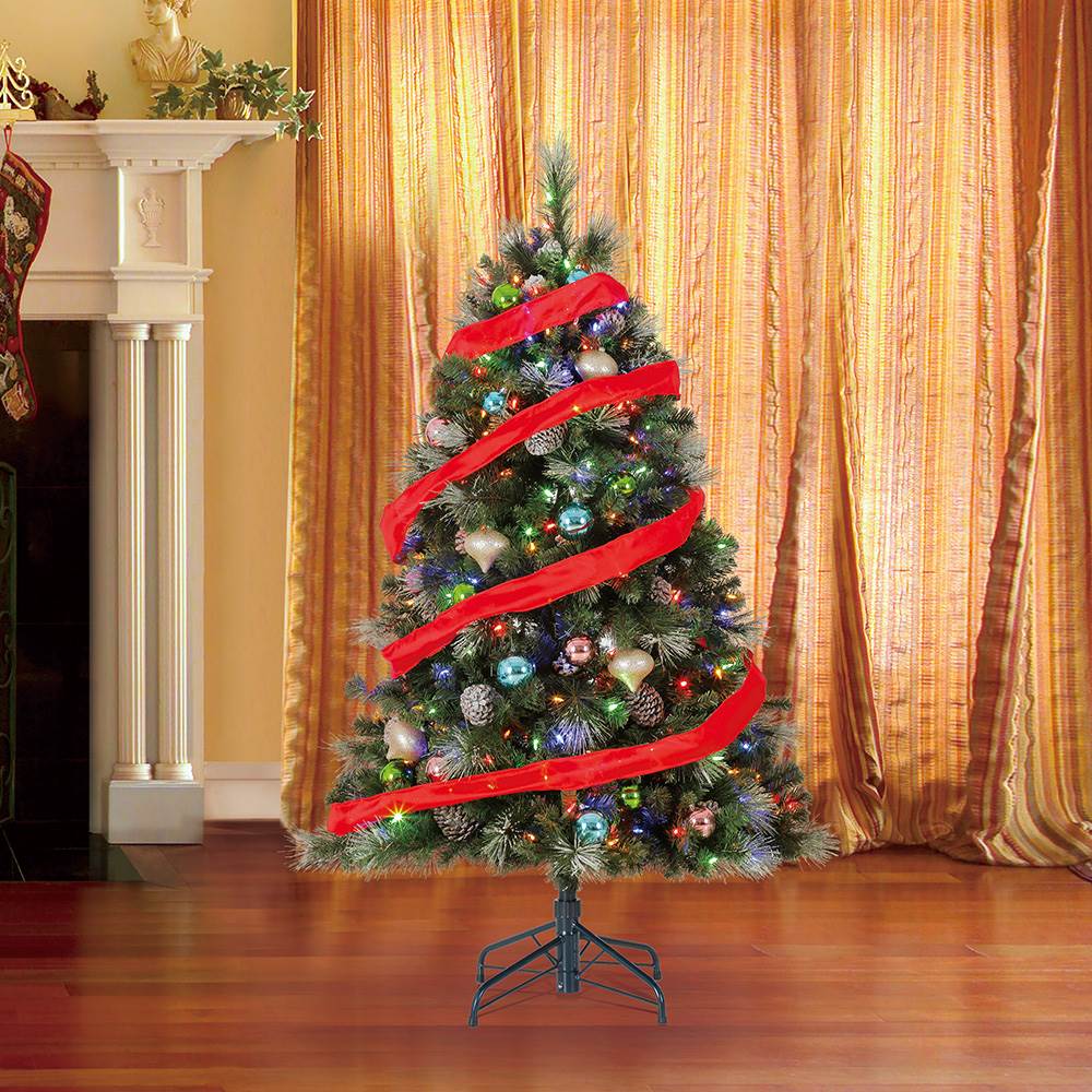Home Heritage Lincoln 5' 300 Bulb Christmas Tree w/ Pine Cones & Glitter (Used) - VMInnovations