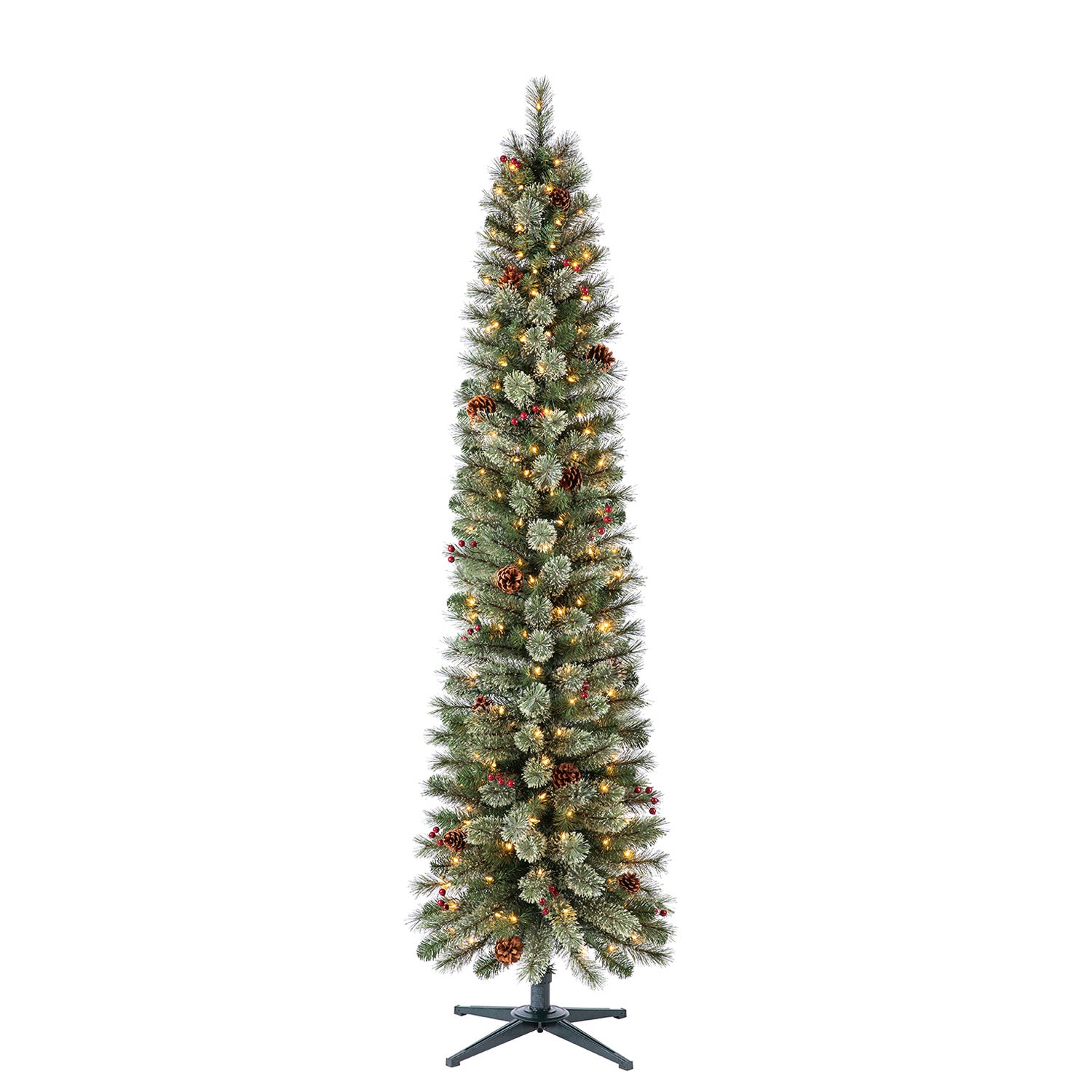 Home Heritage Stanley 7' Pre-Lit Artificial Christmas Tree, Pine Cones & Berries - VMInnovations