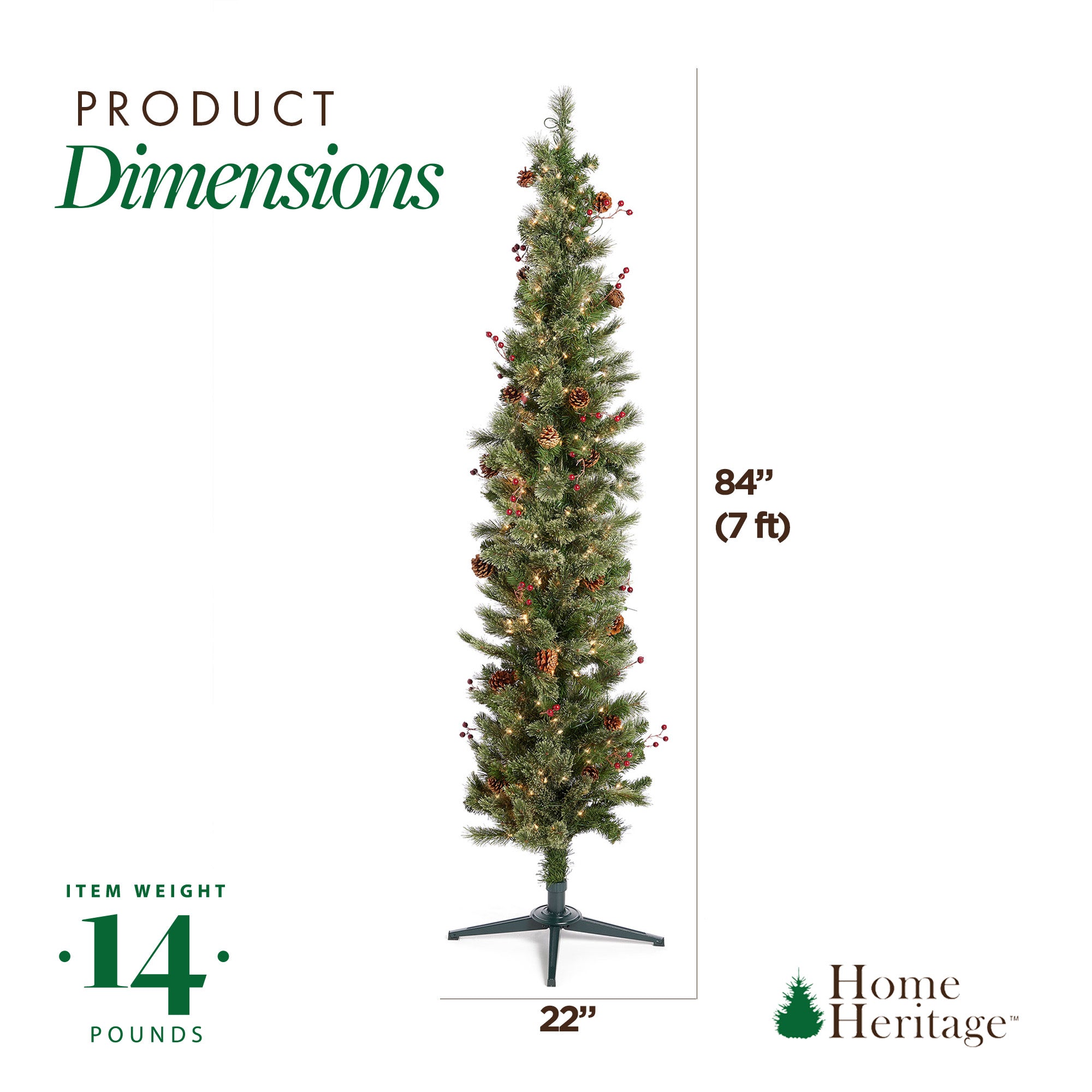 Home Heritage Stanley 7 Ft Skinny Pine Pre Lit Christmas Tree (For Parts) - VMInnovations