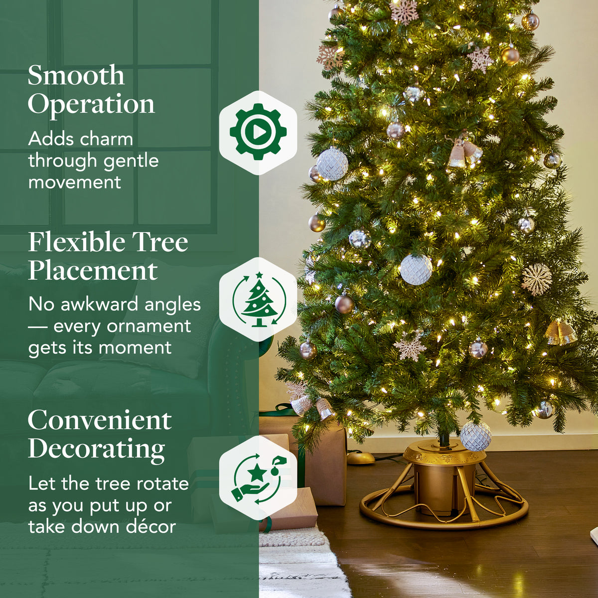 Home Heritage Electric Rotating Metal Stand for Artificial Christmas Trees, Gold (Refurbished)