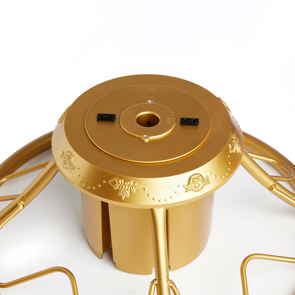 Home Heritage 1-1.75" Artificial Christmas Tree Base Rotating Metal Stand, Gold - VMInnovations