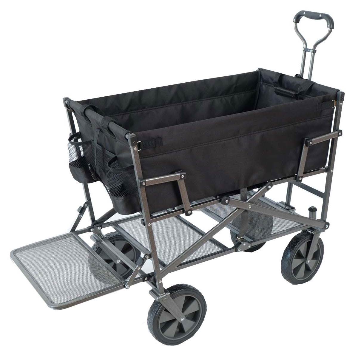 Mac Sports Heavy Duty Steel Double Decker Yard Cart Wagon, Black (Used) - VMInnovations