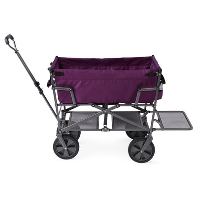 Mac Sports Double Decker Collapsible Outdoor Cart Utility Garden Wagon, Purple