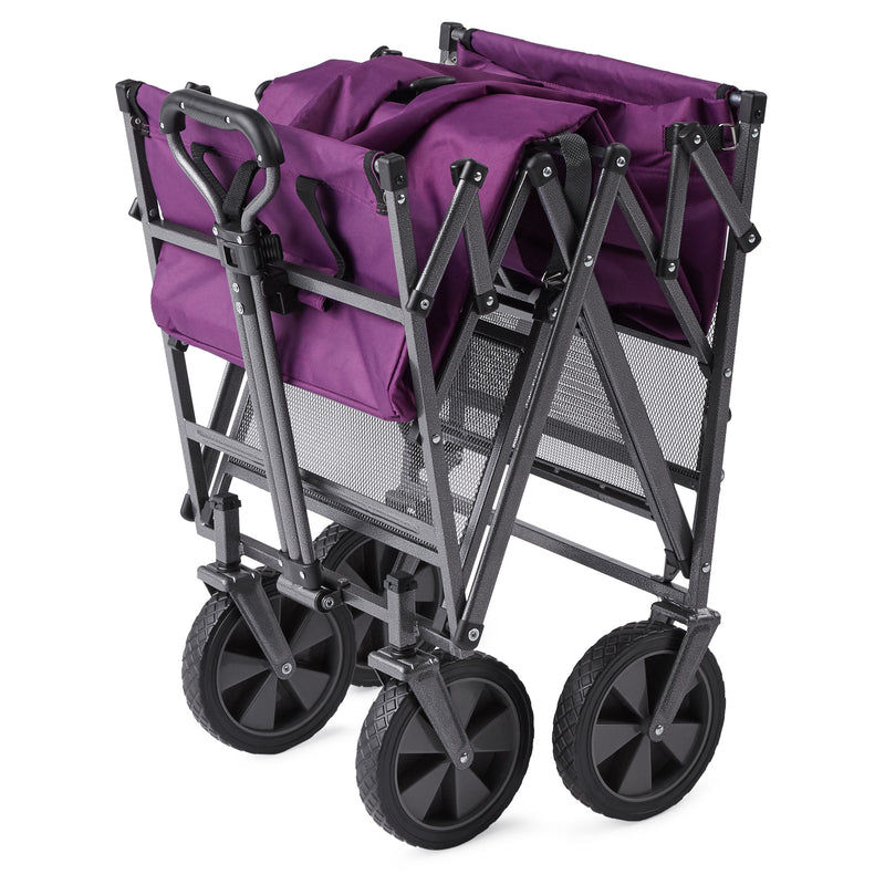 Mac Sports Double Decker Collapsible Outdoor Cart Utility Garden Wagon, Purple
