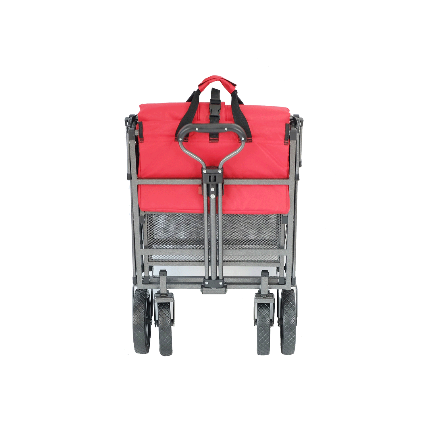 Mac Sports Double Decker Collapsible Outdoor Yard Cart Utility Garden Wagon, Red - VMInnovations