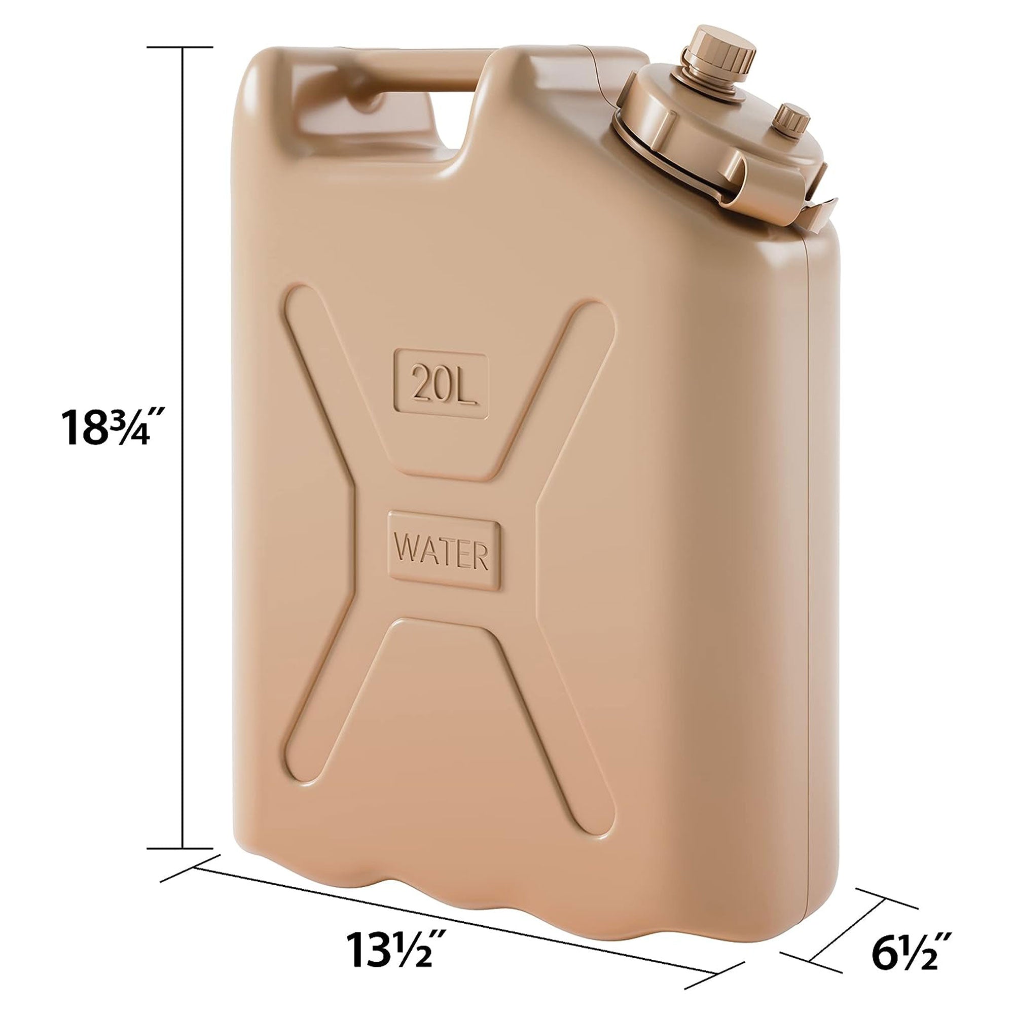 Scepter Lightweight BPA 5 Gallon 20 Liter Portable Water Storage Container, Sand (4 Pack)