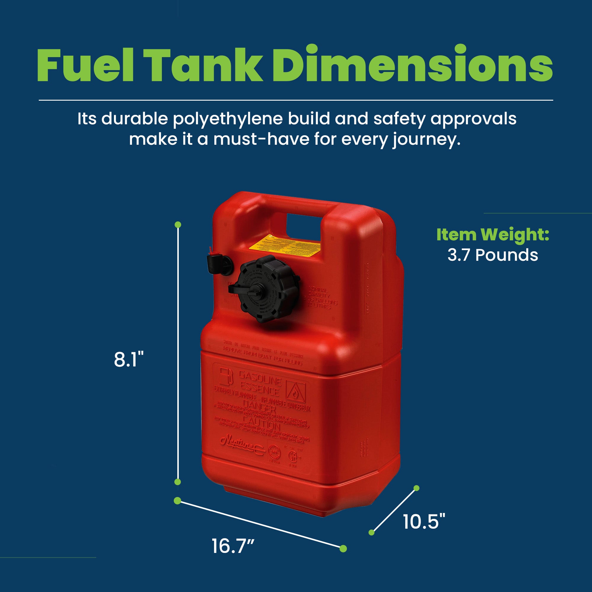 Scepter Neptune 3 Gallon 11.4 Liter EPA + CARB Portable Jerry Can (Open Box) - VMInnovations