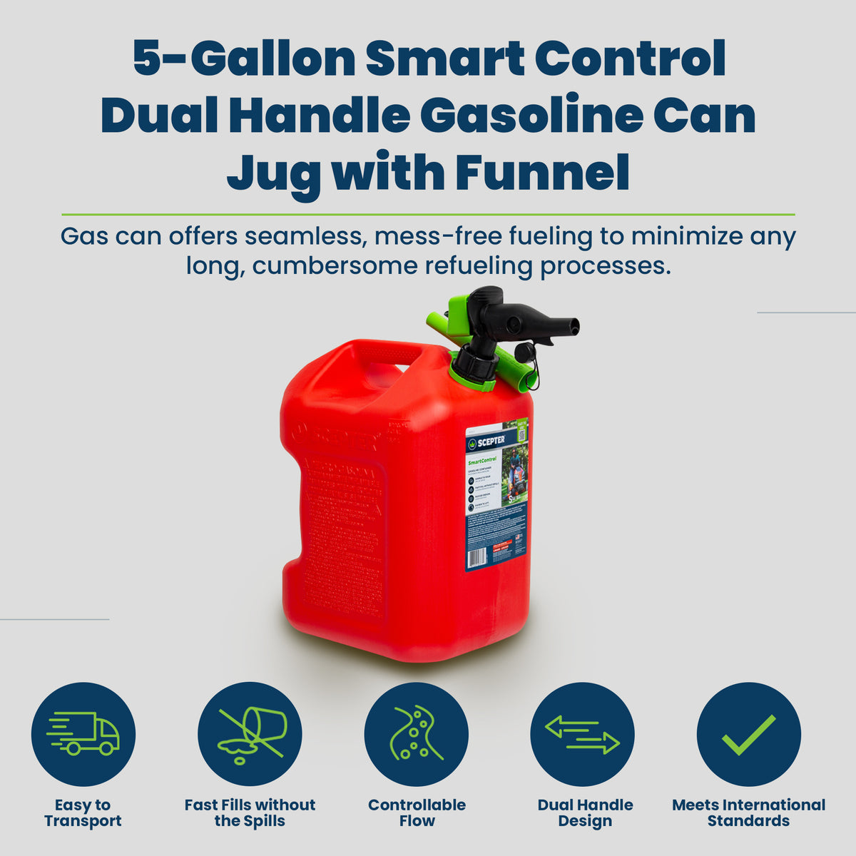 Scepter SmartControl Dual Handle Gasoline Jug with Funnel, Red(Used)