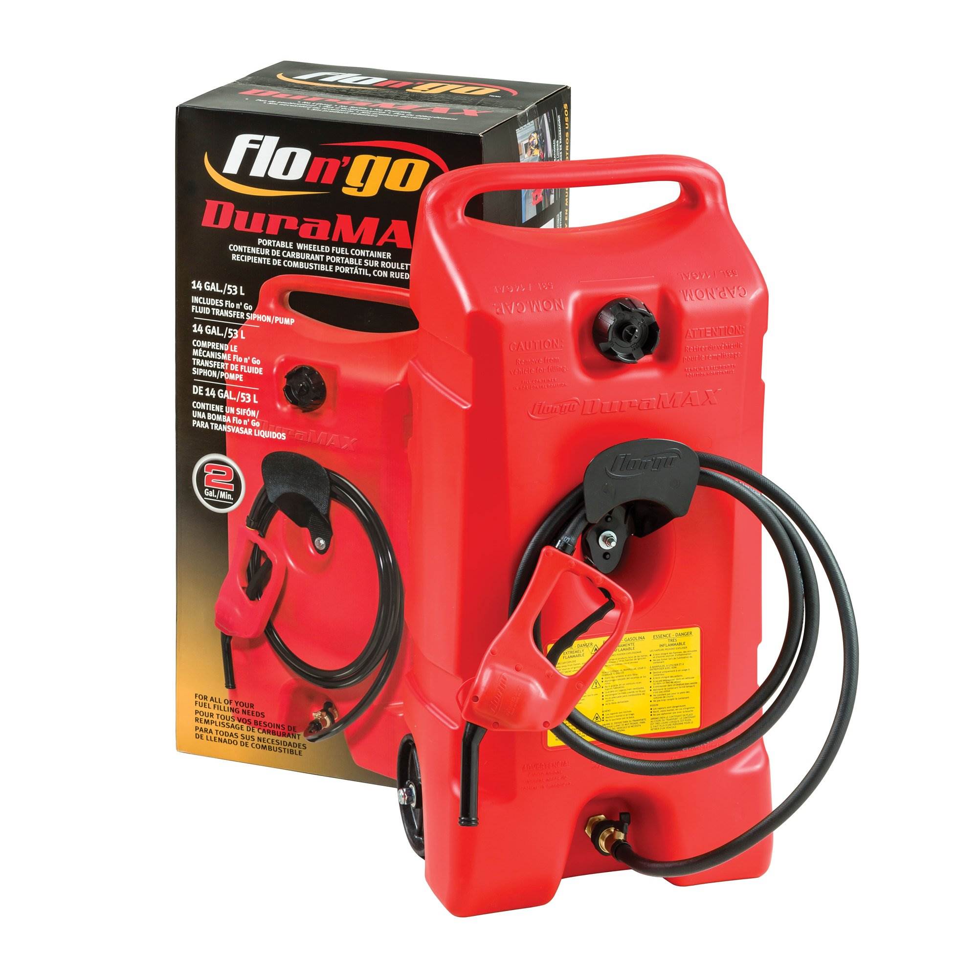 Scepter Flo N Go DuraMax 14 Gallon Gas Fuel Tank Bundle with 5 Gallon Container