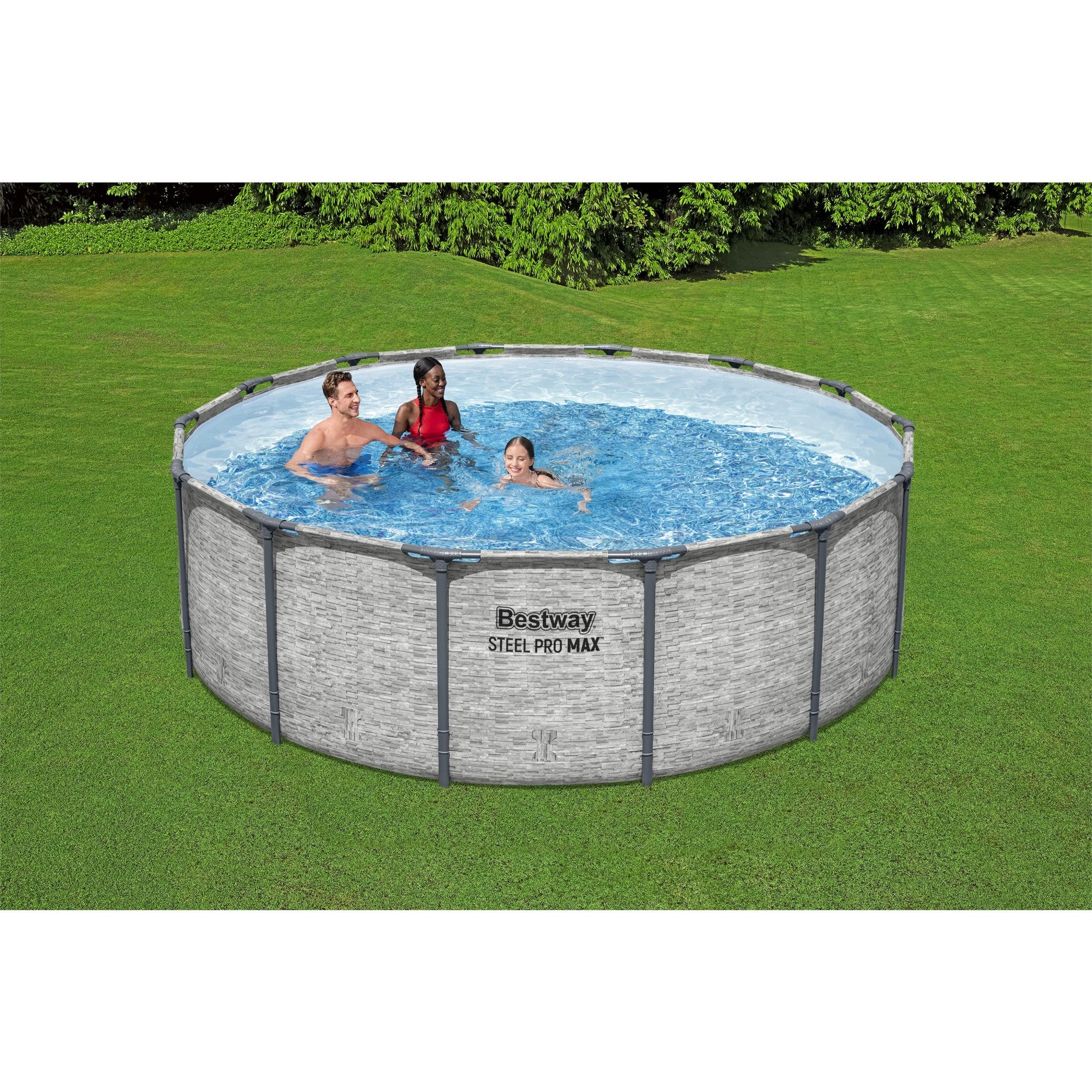 Bestway Steel Pro MAX 14 Foot Above Ground Pool Set w/ 3 Layer Liner (Used)