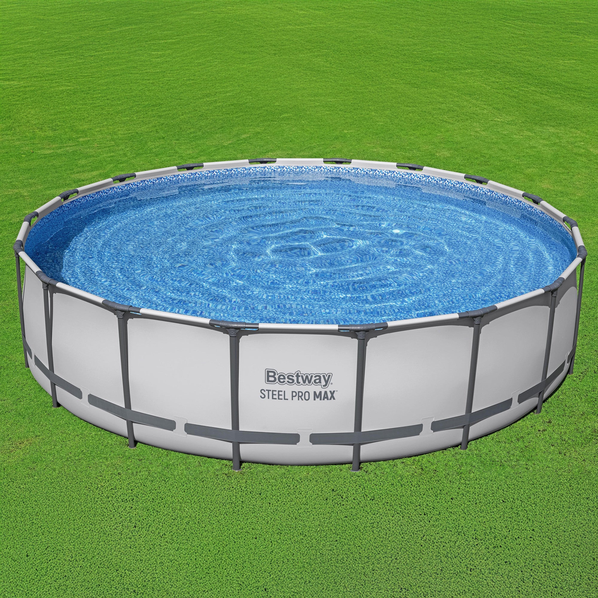 Bestway 18ft x 48in Steel Pro Round Frame Above Ground Pool Set with Accessories