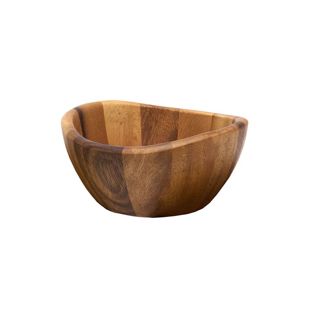 Lipper International Wooden Acacia Wave Shape Salad Serveware Bowl, Set of 16