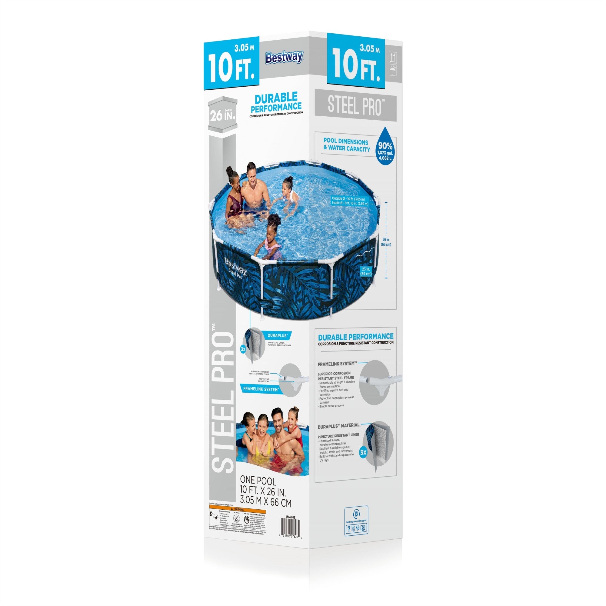 Bestway Steel Pro 10' x 26" Round Above Ground Kiddie Swimming Pool (Open Box) - VMInnovations