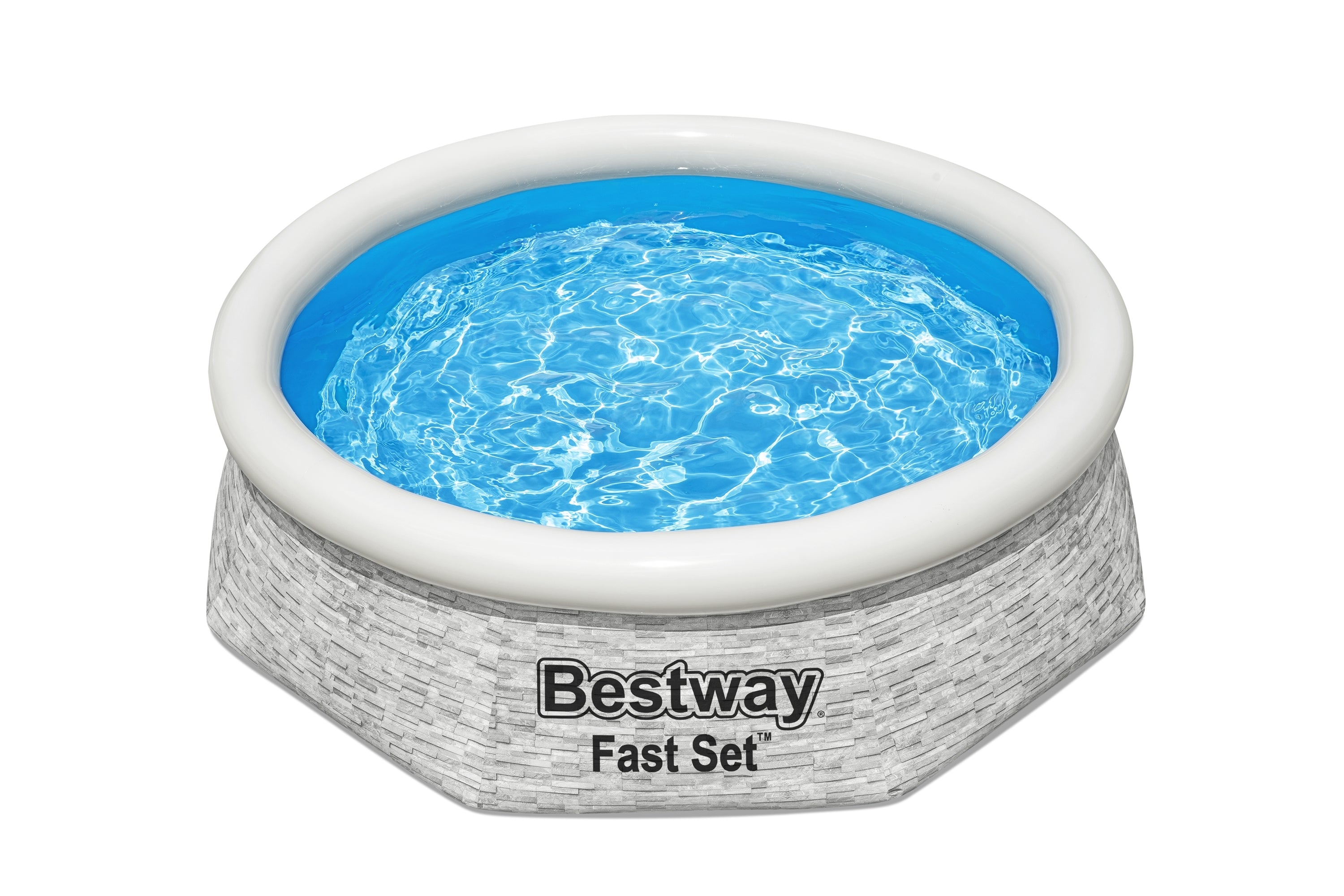 Bestway 8' x 24" Round Inflatable Outdoor Swimming Pool with Filter Pump, Gray - VMInnovations