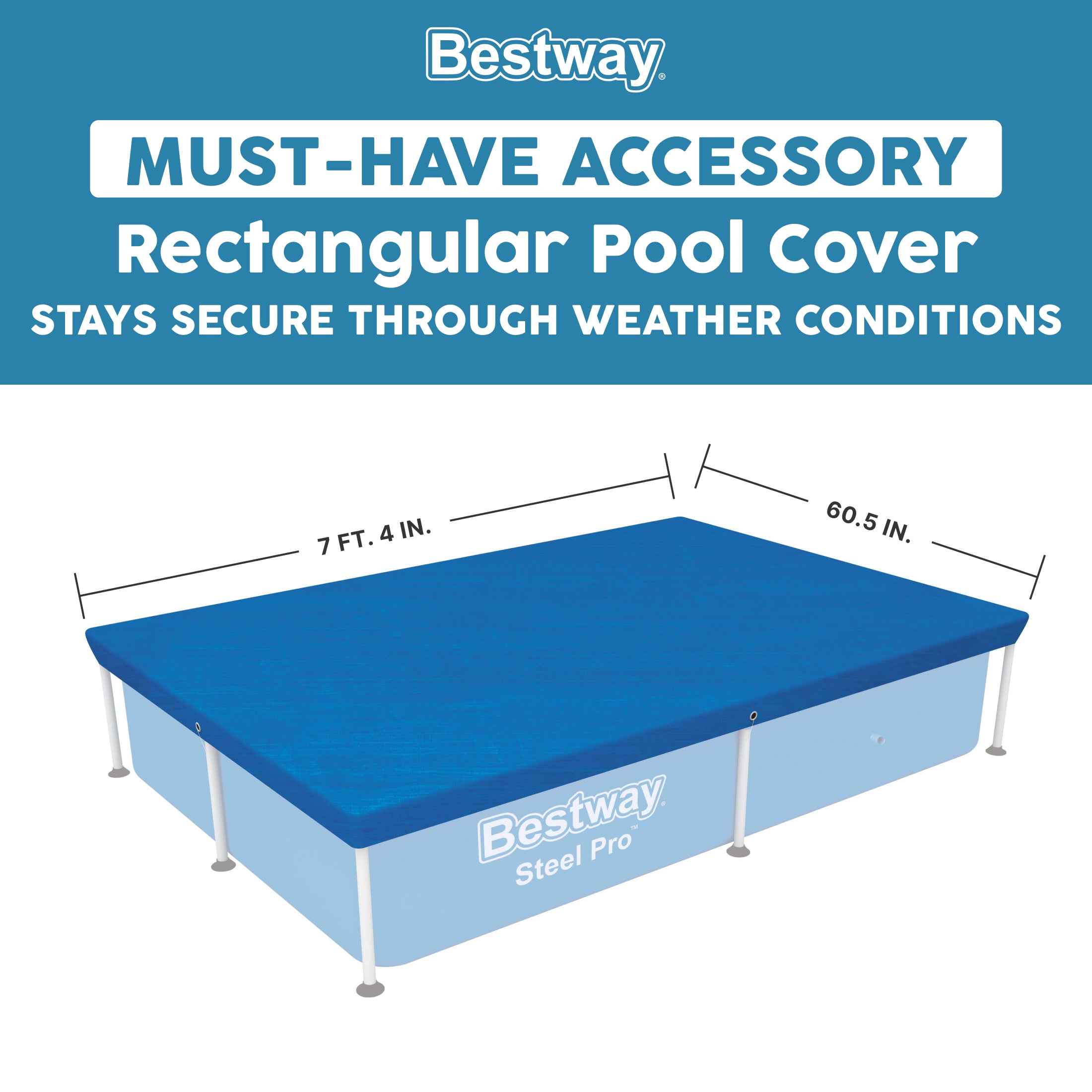 Bestway Flowclear Rectangle 8'6" x 67" Cover for Above Ground Pools (Cover Only)