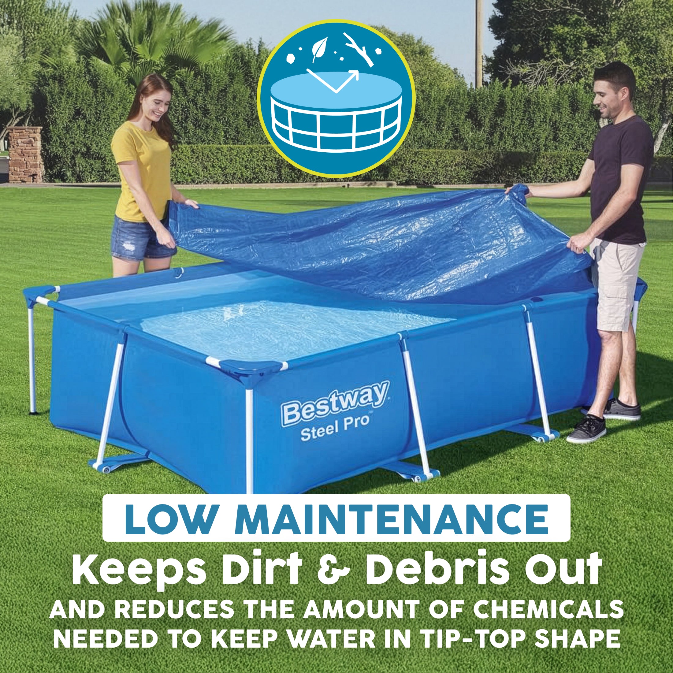 Bestway Flowclear Rectangle 7'4" x 60" Above Ground Swim Pool Cover (Cover Only)
