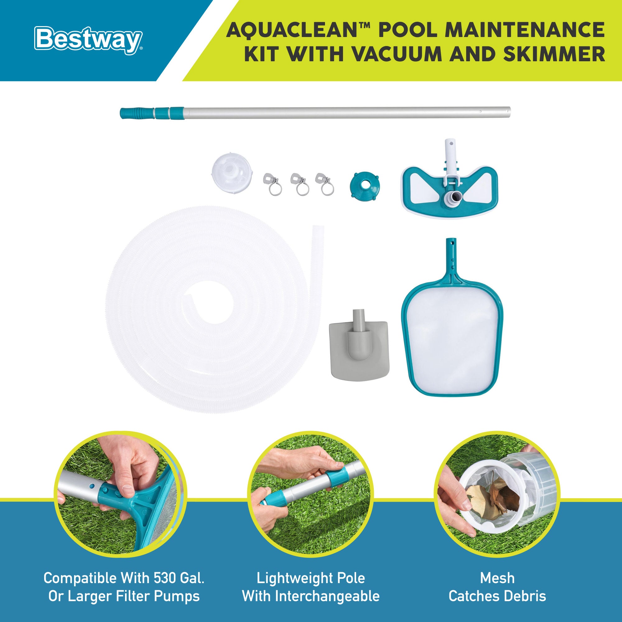 Bestway 58234 Above Ground Pool Cleaning & Maintenance Accessories Set Kit
