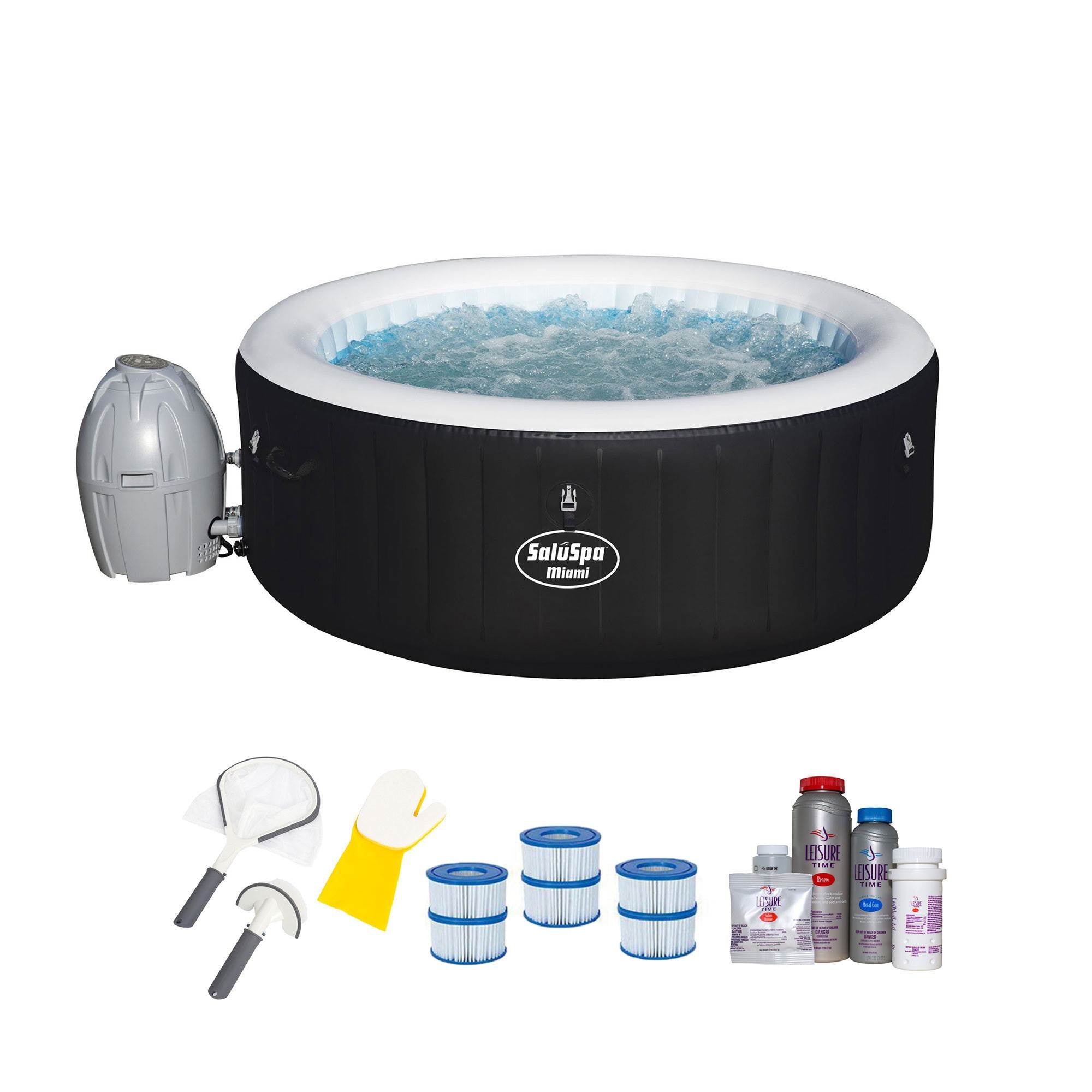 Bestway SaluSpa Hot Tub, Filter Cartridge, Cleaning Tool Set & Sanitizer Kit