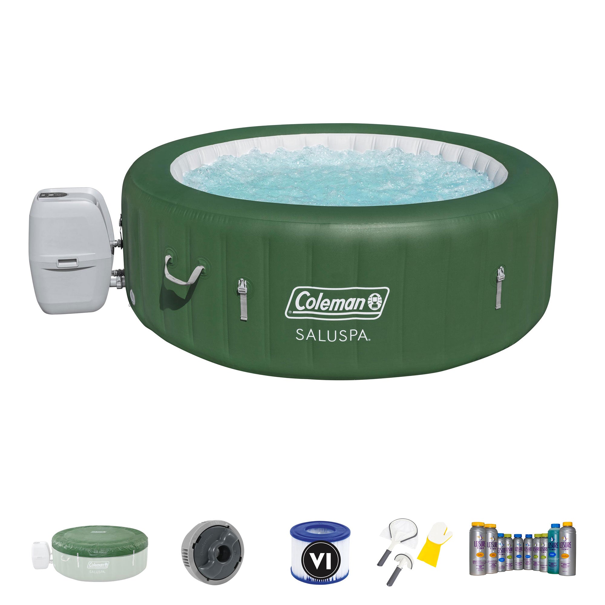 Coleman SaluSpa Inflatable Hot Tub, Cleaning Tool Accessory & Spa Support Kit - VMInnovations