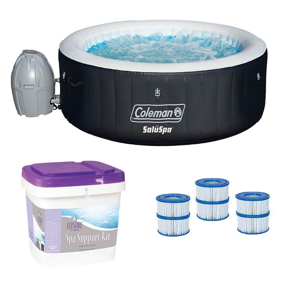 Coleman SaluSpa Inflatable Hot Tub + Spa Support Kit + Filter Cartridge (3 Pack)