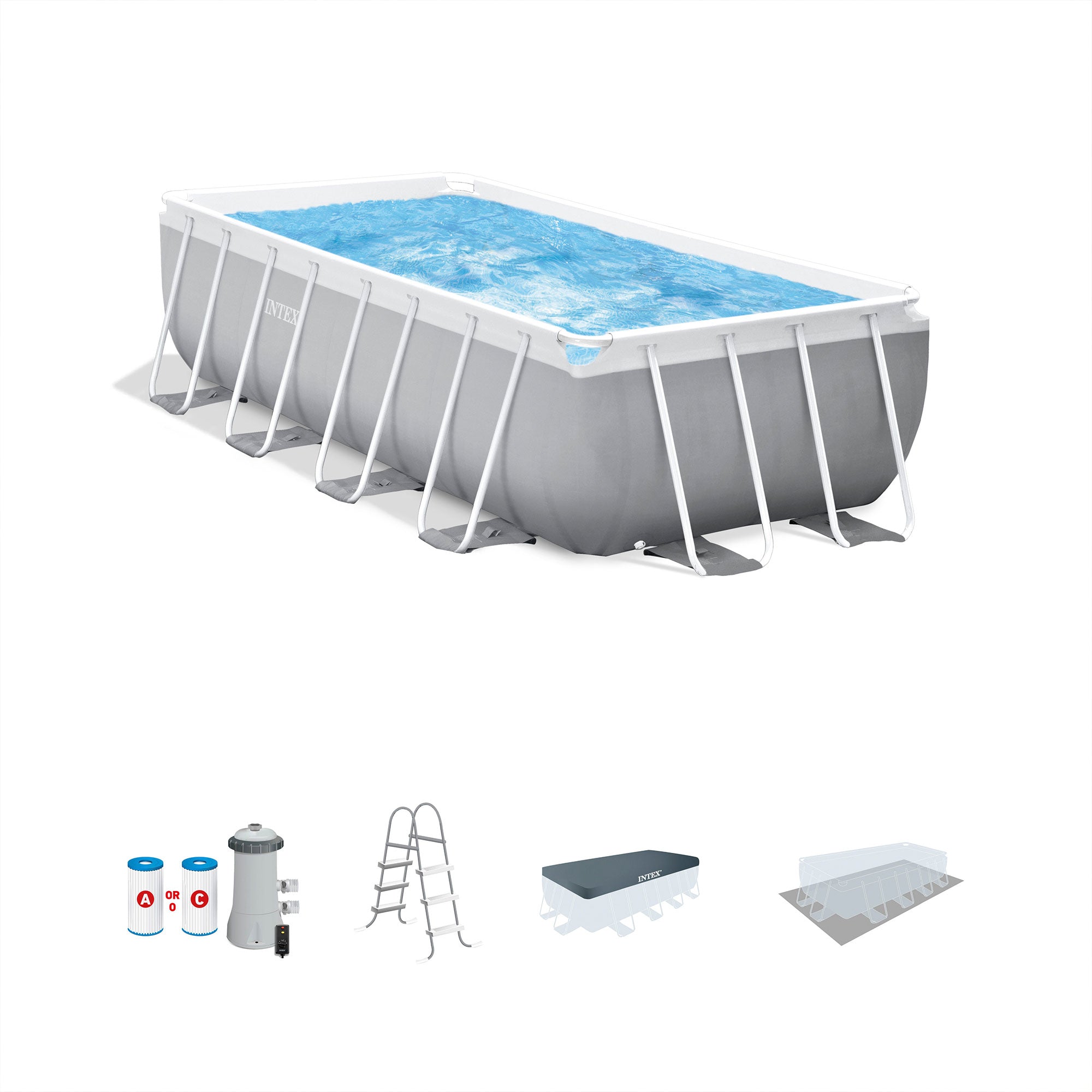 Intex 16 Foot x 42 Inch Prism Frame Rectangular Above Ground Pool Set (Used) - VMInnovations