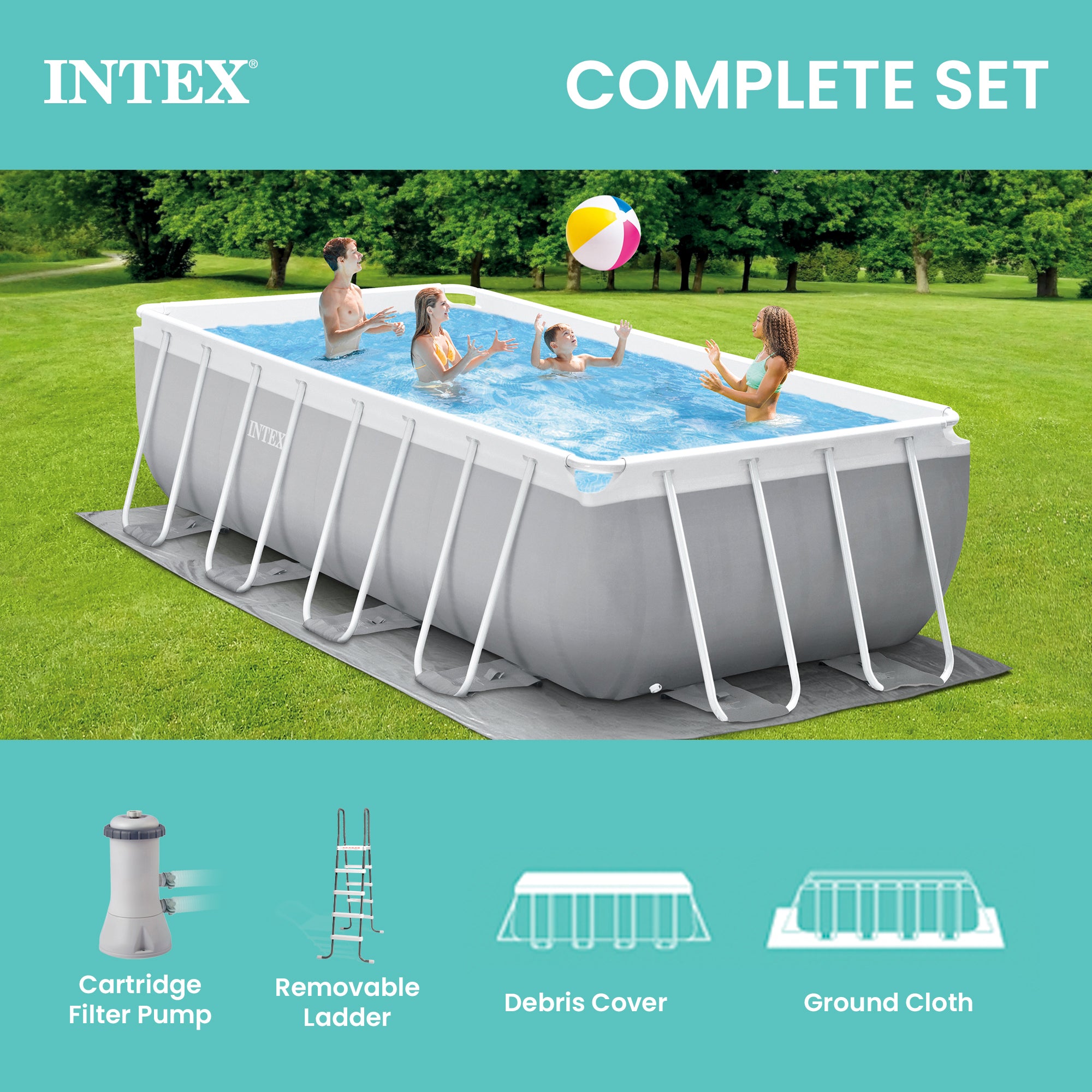 Intex 16' x 42" Prism Frame Rectangular Above Ground Swimming Pool Set(Open Box)