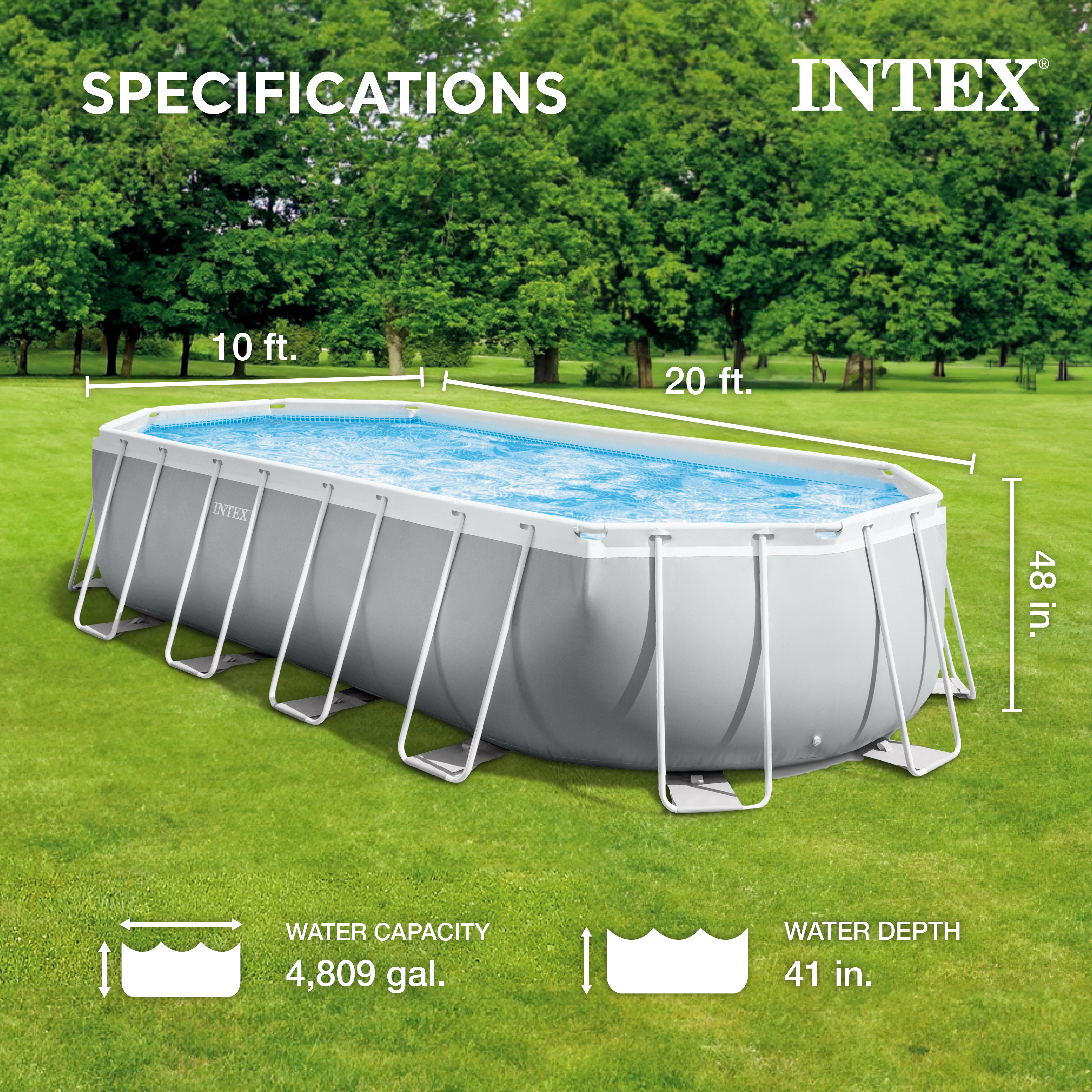 Intex 26797EH 20' x 10' x 48" Prism Frame Oval Above Ground Pool Set (Open Box) - VMInnovations